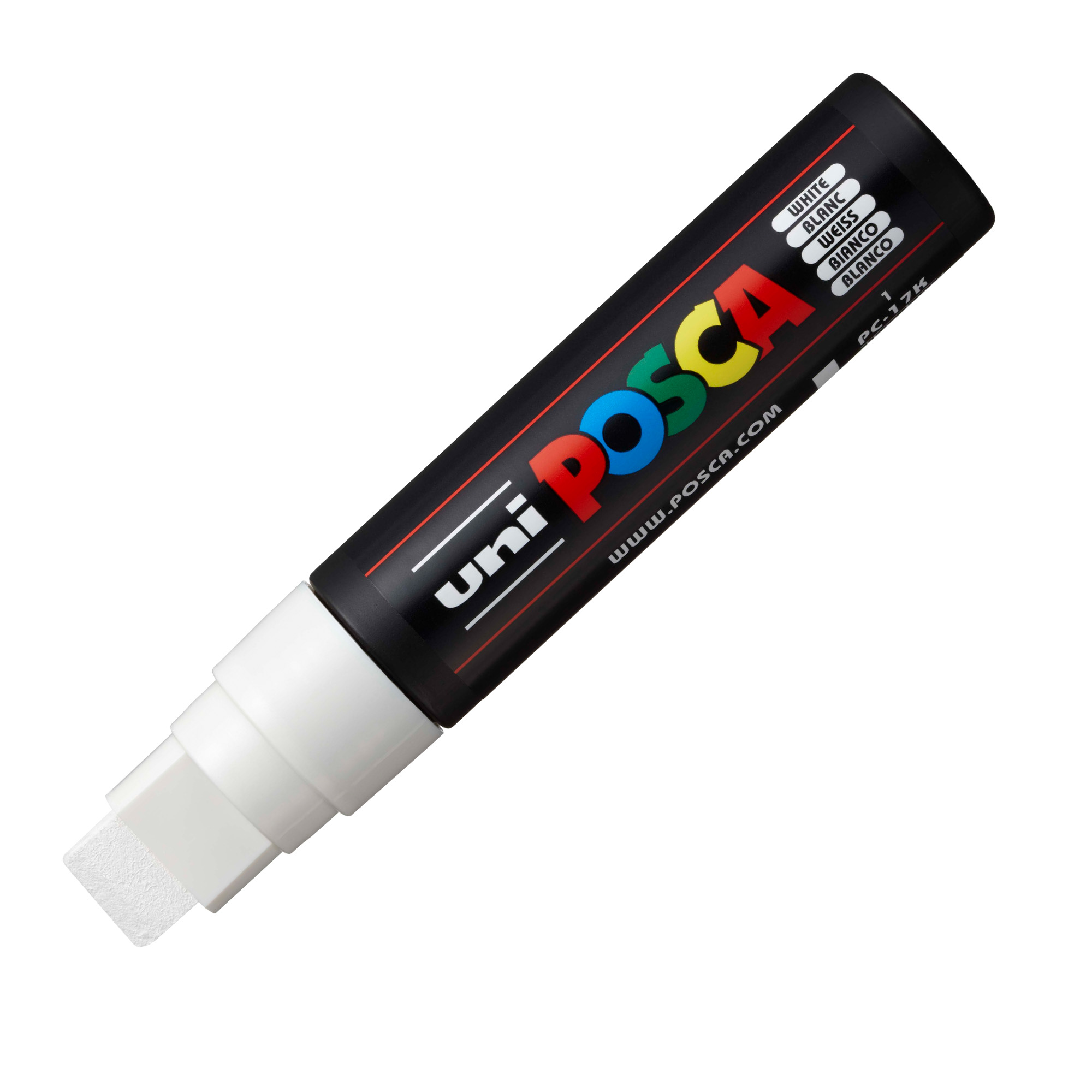 Marcatore a base d'acqua Uni Posca PC17K - punta extra large a scalpello 15,0mm  - bianco - Uni Mitsubishi