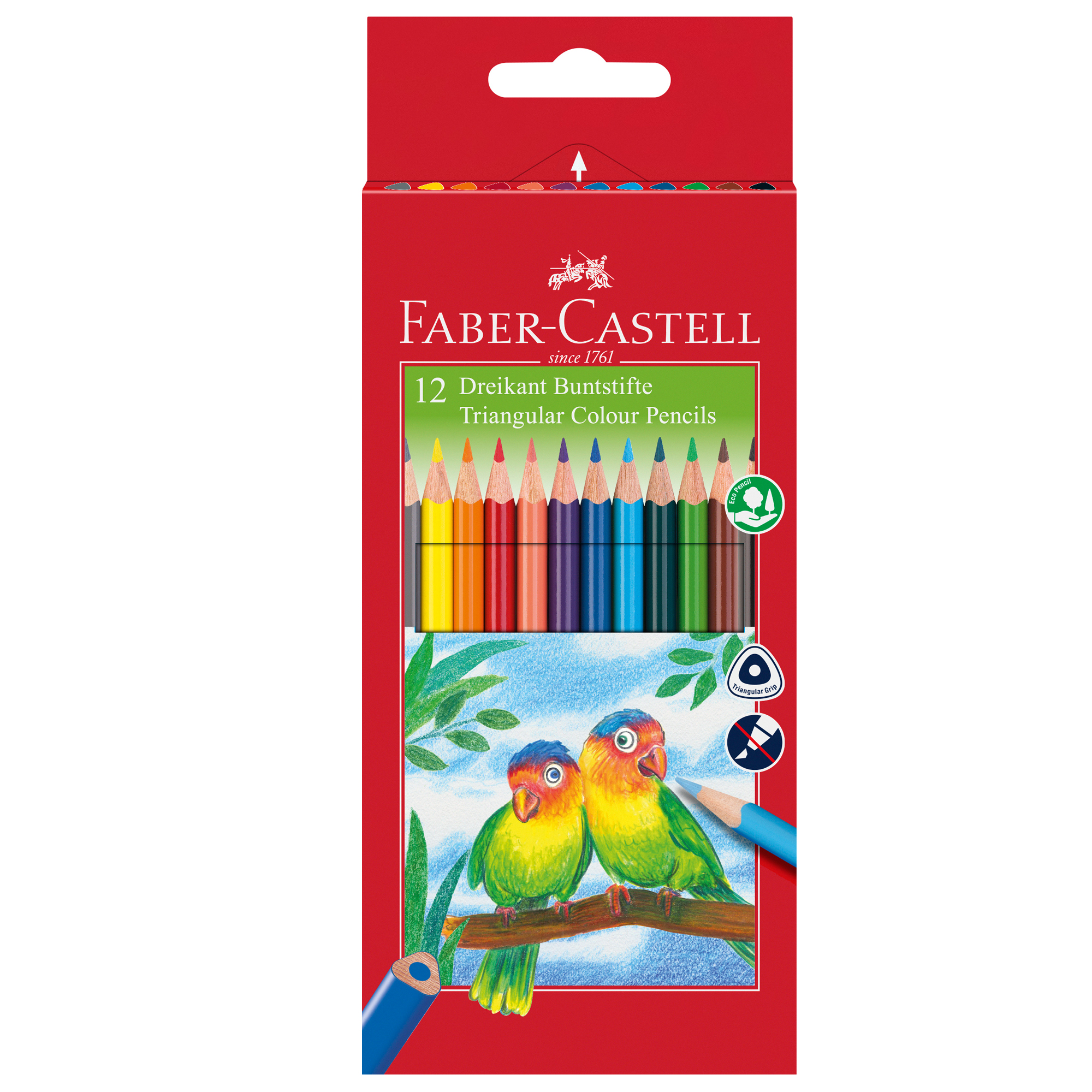 Matite colorate Eco triangolari - diametro mina 3 mm - Faber-Castell - astuccio 12 pezzi  con temperino