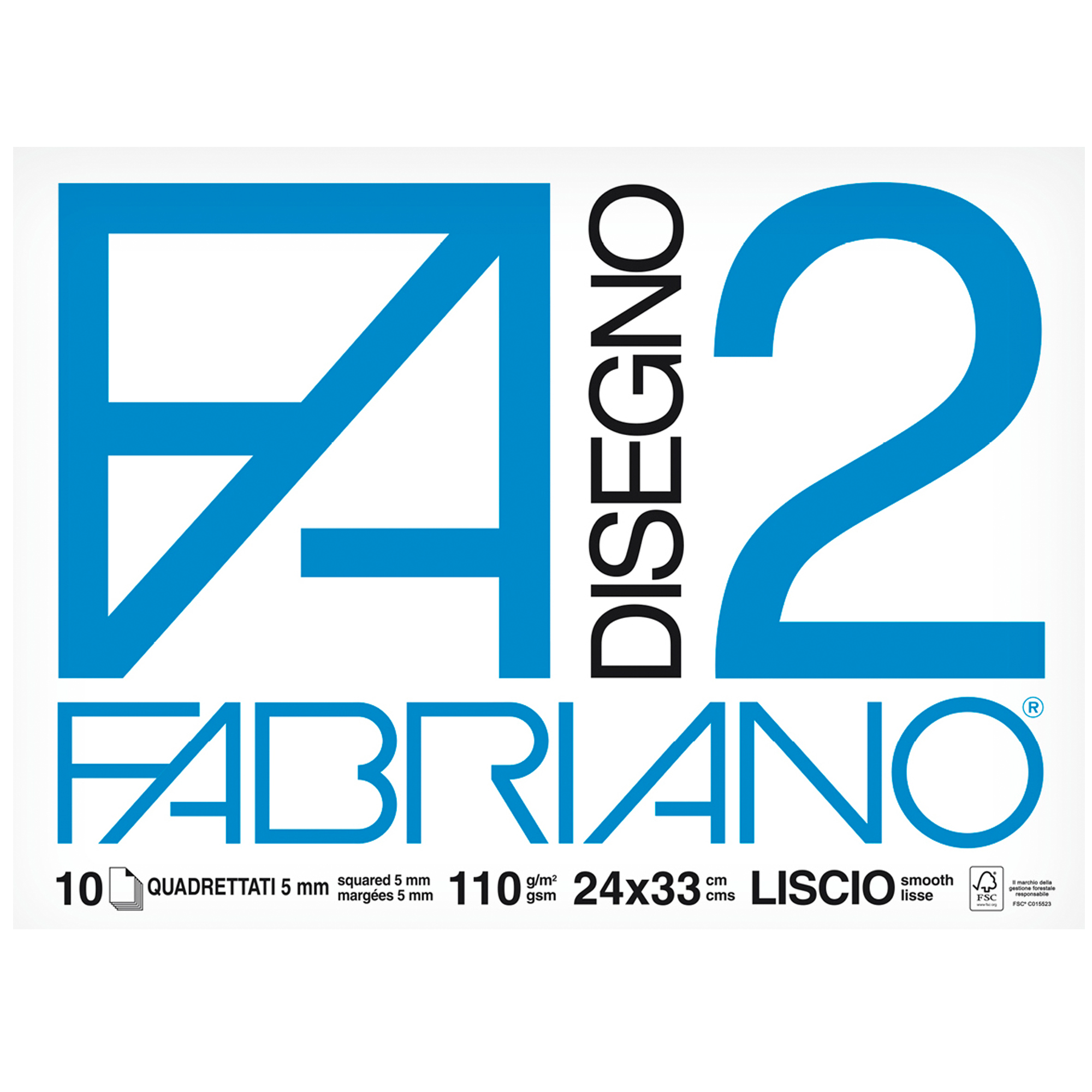 Album F2 - 24 x 33 cm - 10 fogli - 110 gr - quadretto 5mm - punto metallo - Fabriano