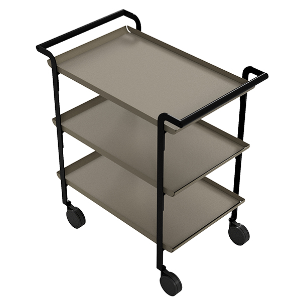 Carrello di servizio LINÉA - 3 ripiani sabbia + tovaglietta beige - Stilcasa
