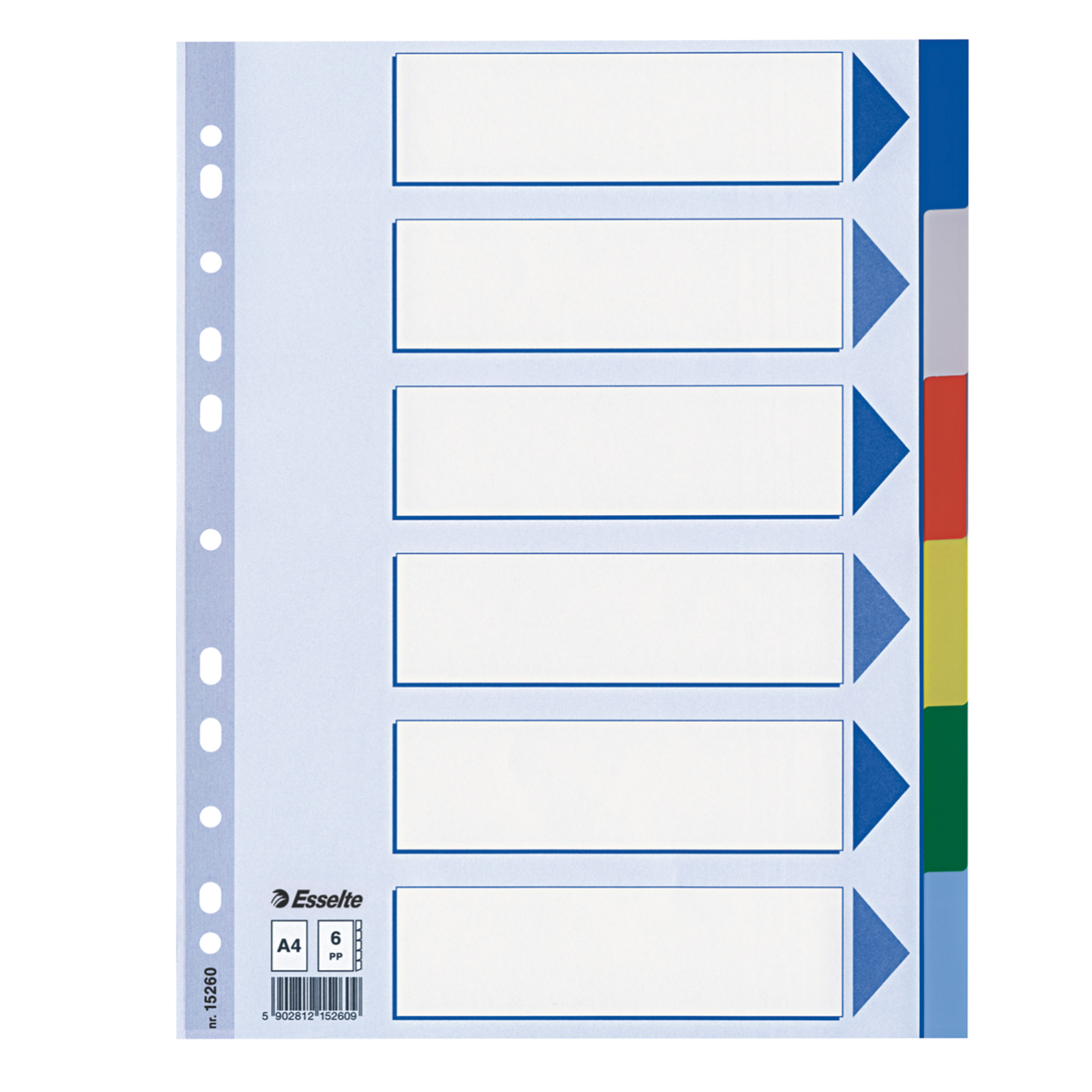 Separatore - 6 tasti colorati - PP - A4 - multicolore - Esselte