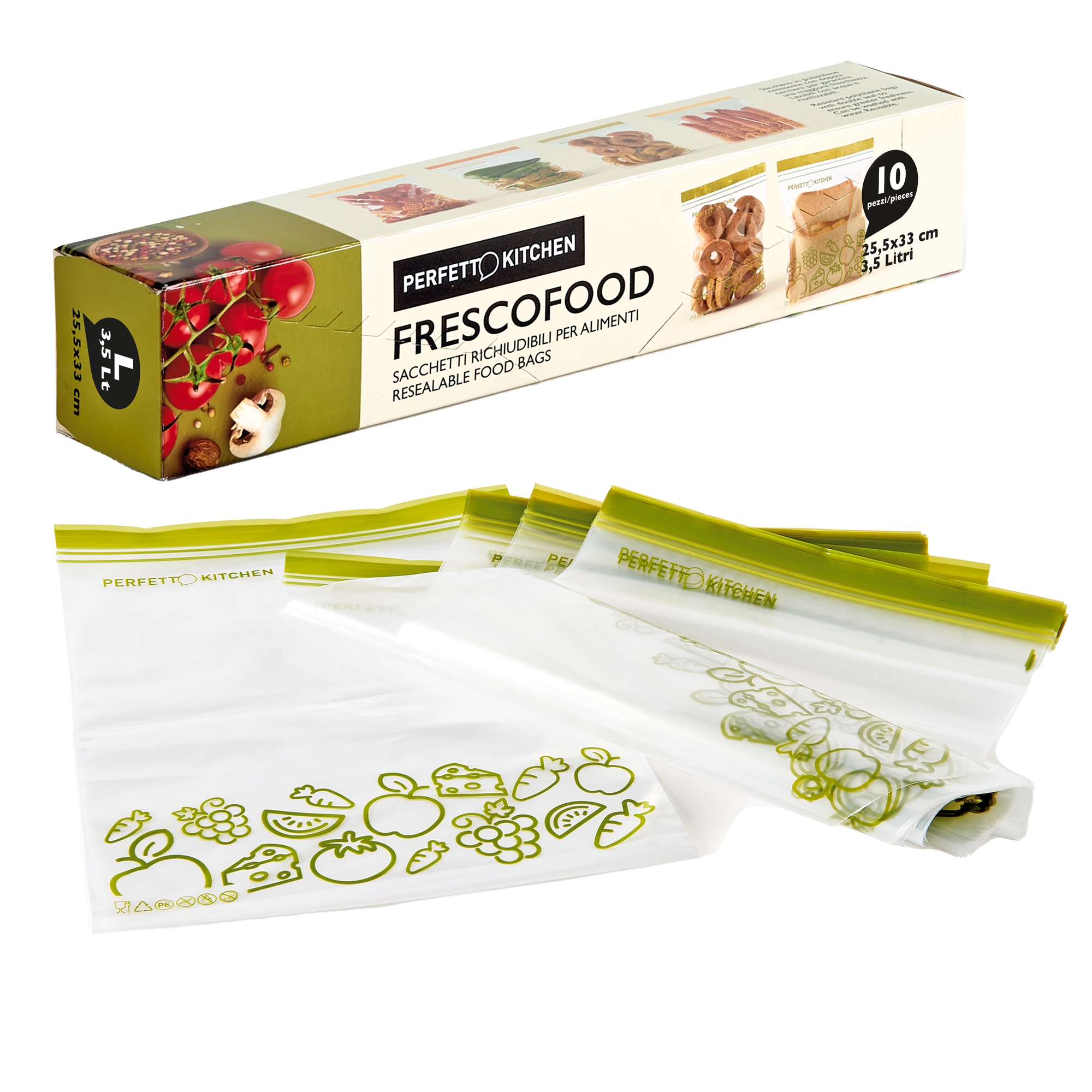 Buste per alimenti FrescoFood - large - 25,5 x 33 cm - PE - Perfetto - conf. 10 pezzi
