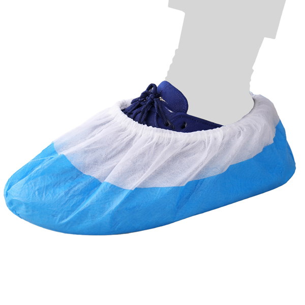 Sovrascarpe monouso - antiscivolo - taglia unica - PLP/CPE - bianco/azzurro - Reflexx - conf. 50 pezzi