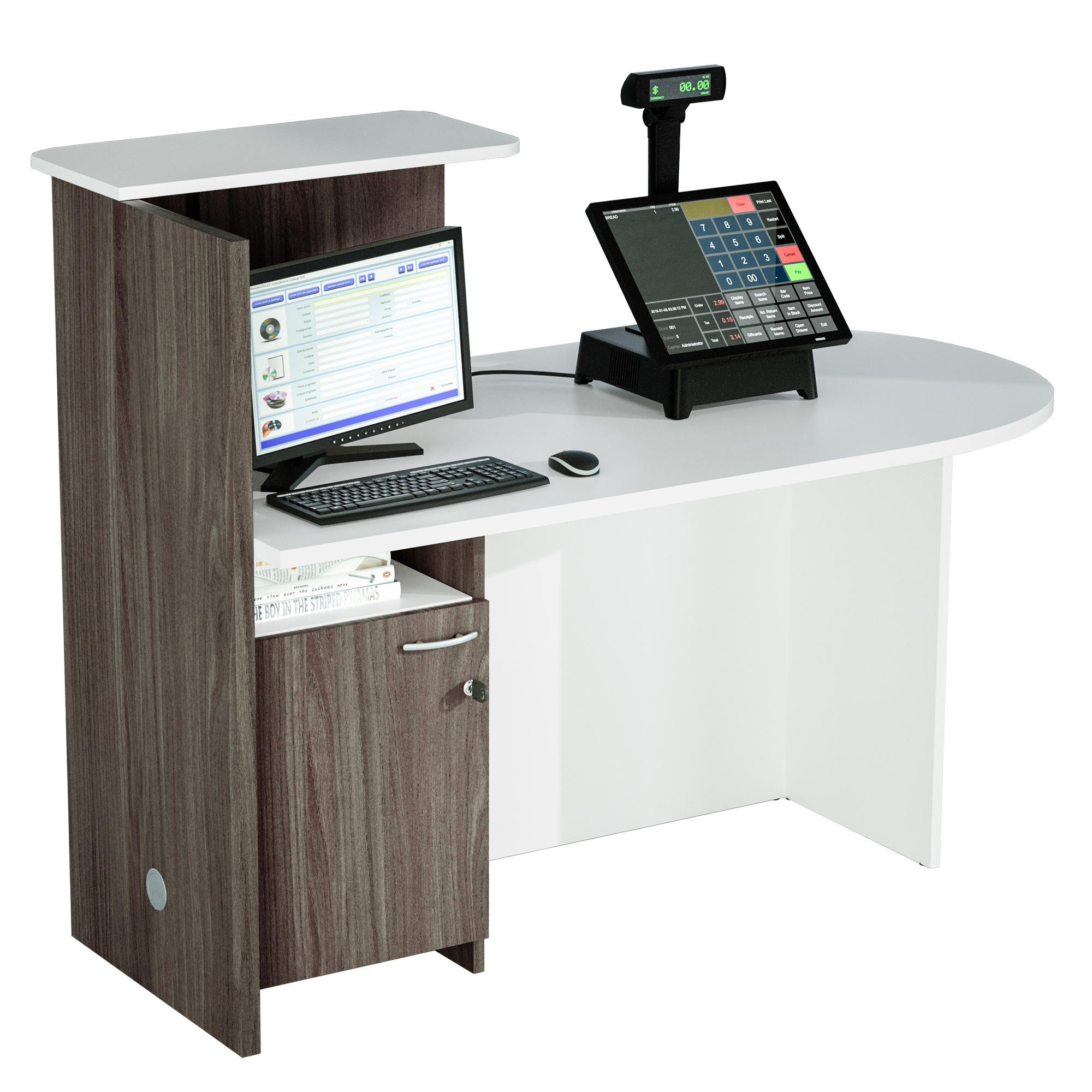 Reception concept - destra - 145 x 83 x 117 cm - bianco/frassino toscano