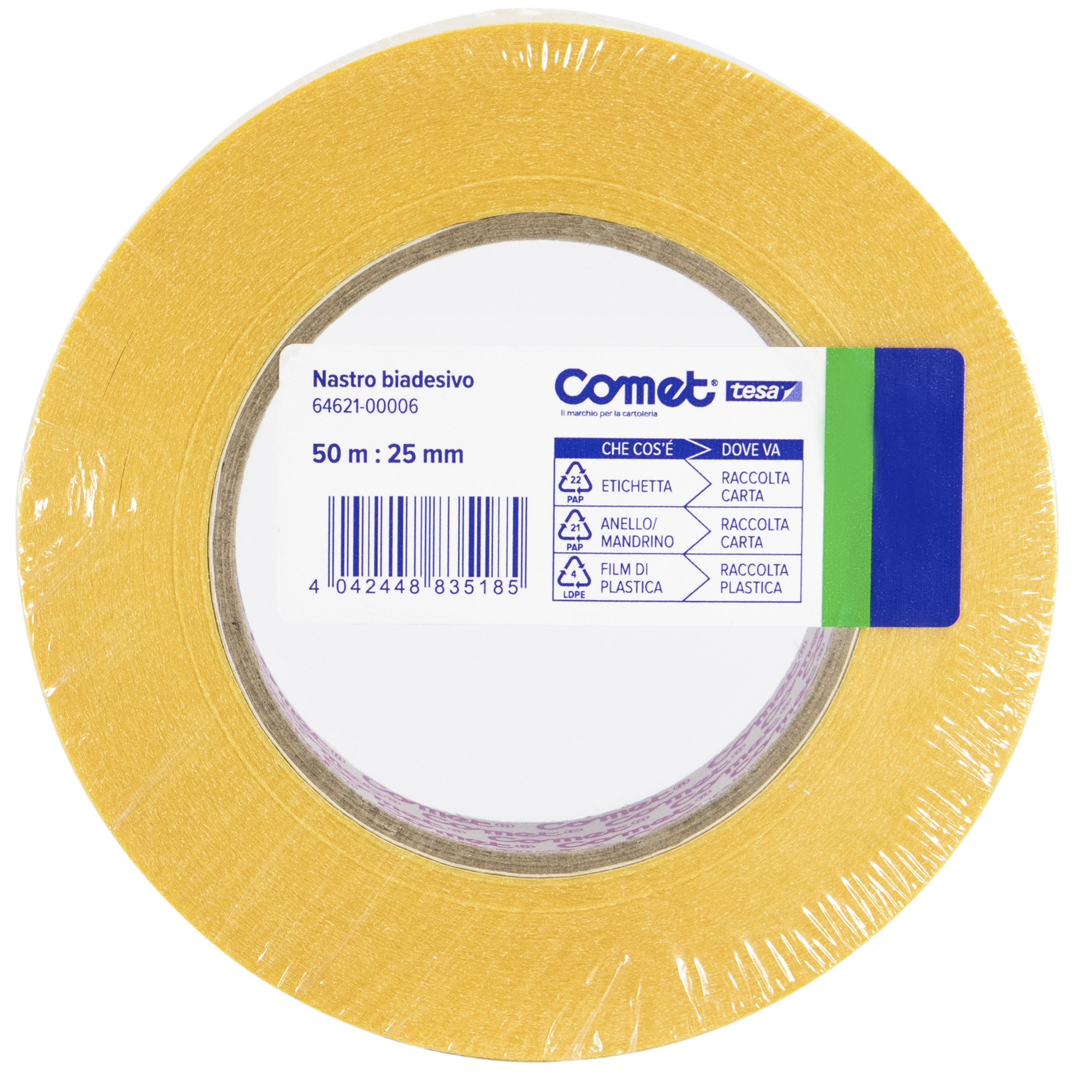 Nastro biadesivo - 25 mm x 50 m - PP - trasparente - Comet