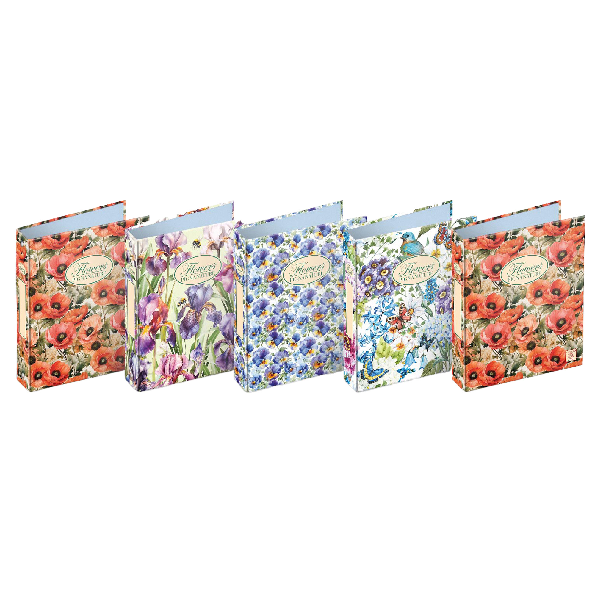 Raccoglitore Nature Flowers - A5 - 4 anelli da 30mm - dorso 3 cm - Pigna