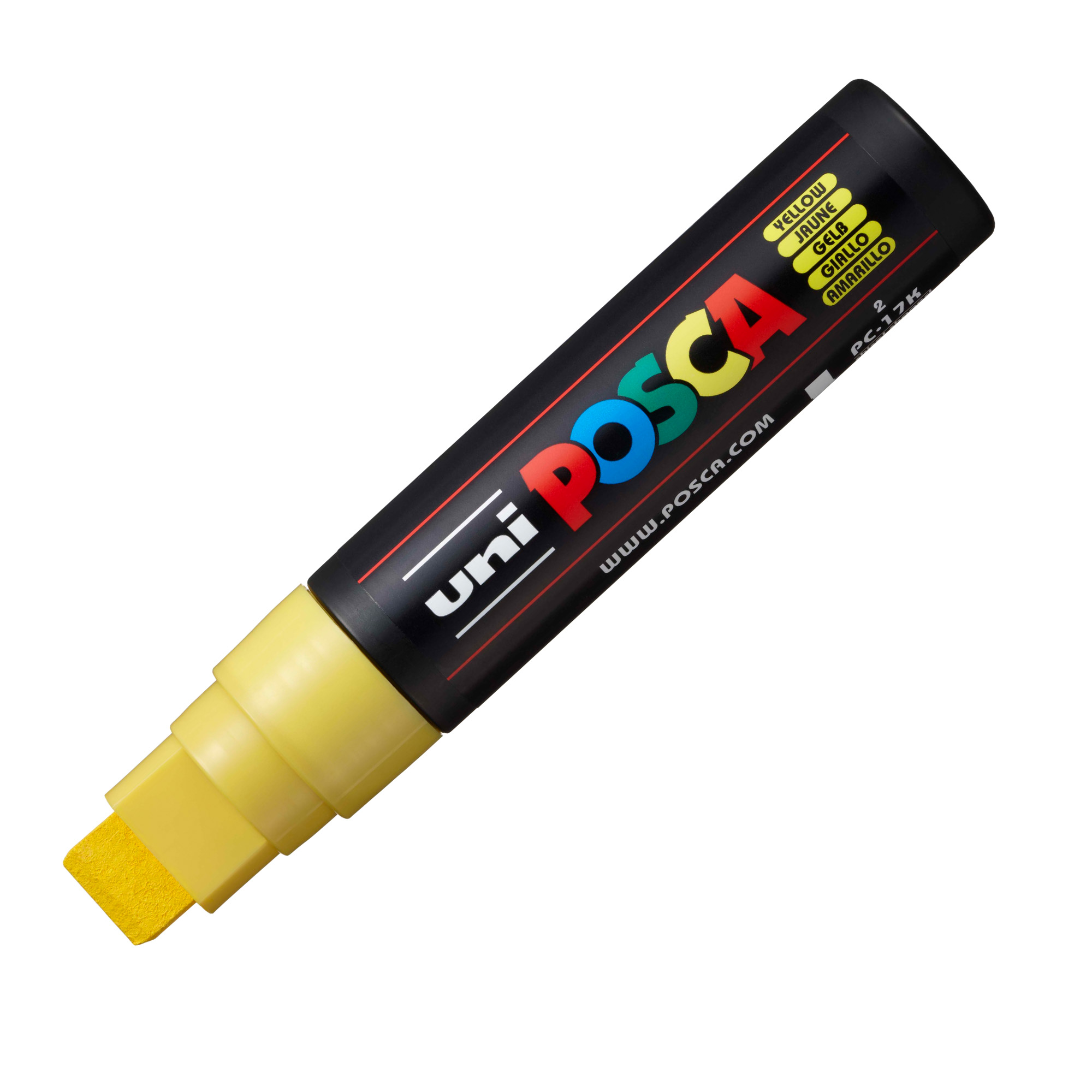 Marcatore a base d'acqua Uni Posca PC17K - punta extra large a scalpello 15,0mm  - giallo - Uni Mitsubishi