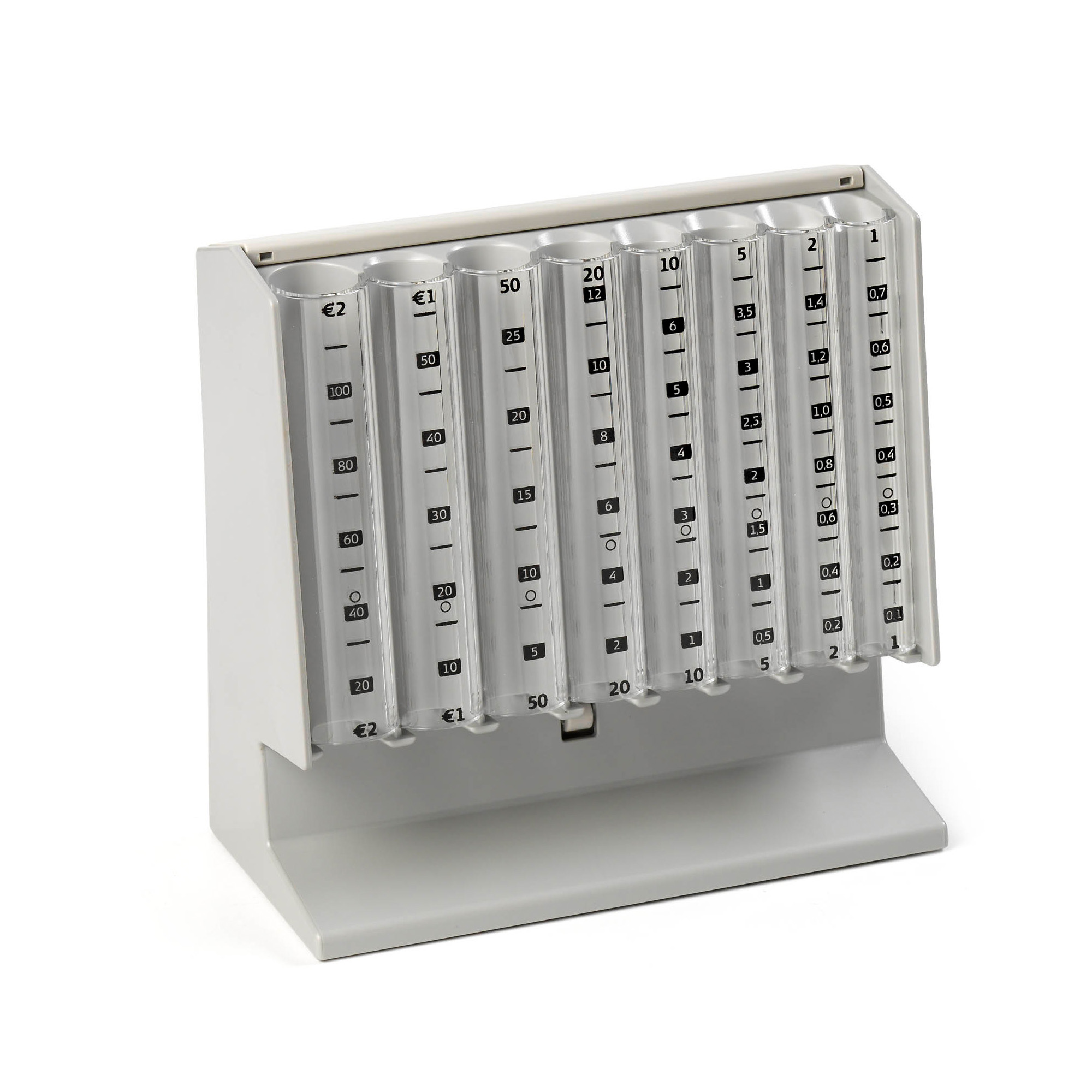 Distributore manuale di monete Eurocoin - 25 x 10,4 x 17 cm - grigio chiaro - Holenburg