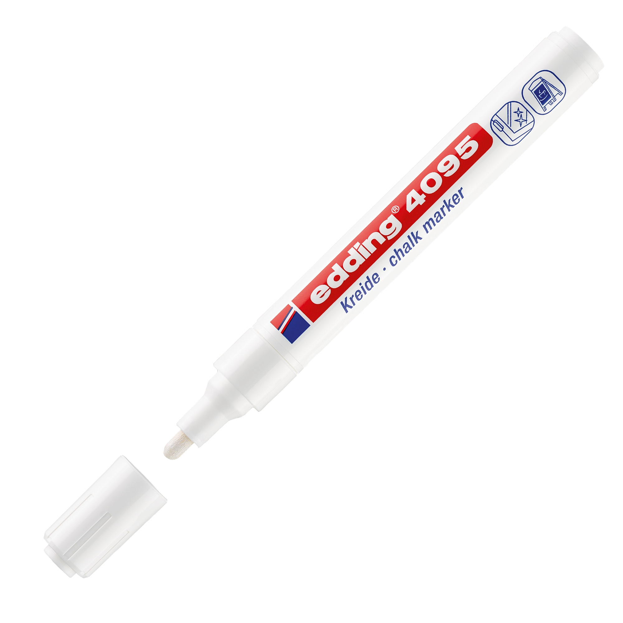 Marcatore a gesso liquido 4095 - punta tonda - da 2 a 3mm - bianco - Edding
