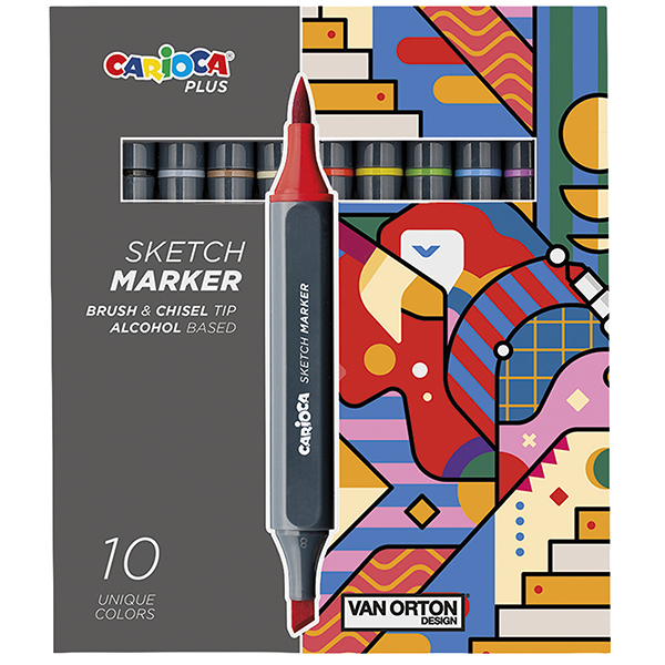 Marcatore Sketch marker - colori assortiti - Carioca Plus - conf. 10 pezzi