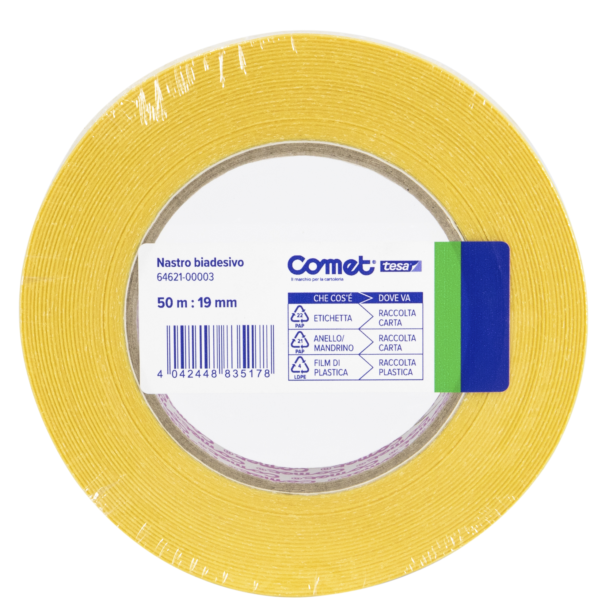Nastro biadesivo - 19 mm x 50 m - PP - trasparente - Comet