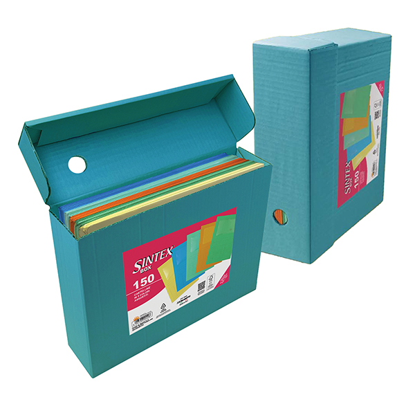 Cartellina a L con finestra Sintex - 120 gr- A4 - colori assortiti - Blasetti - SintexBox da 150 pezzi