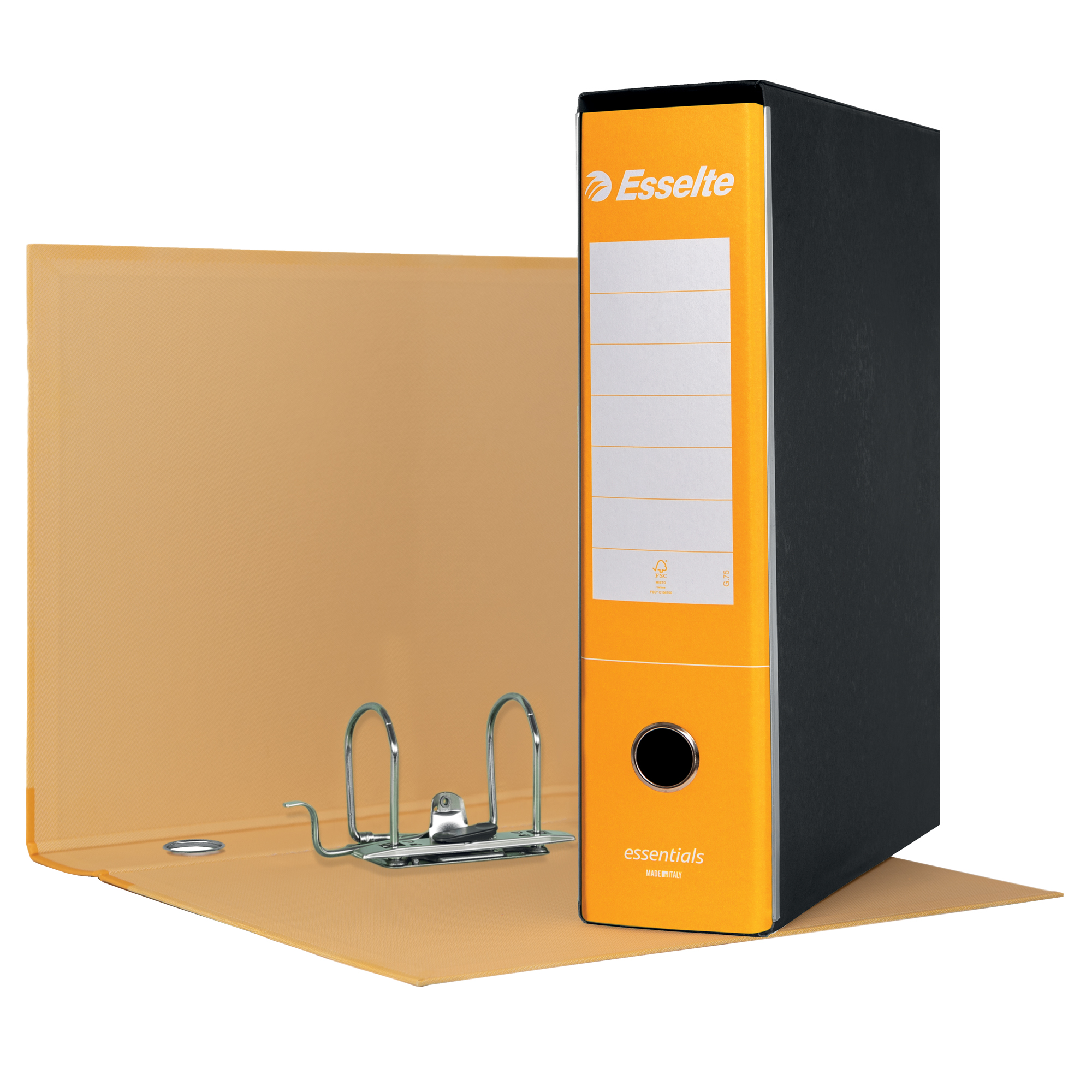Registratore Essentials G75 - dorso 8 cm - protocollo 23 x 33 cm - giallo - Esselte