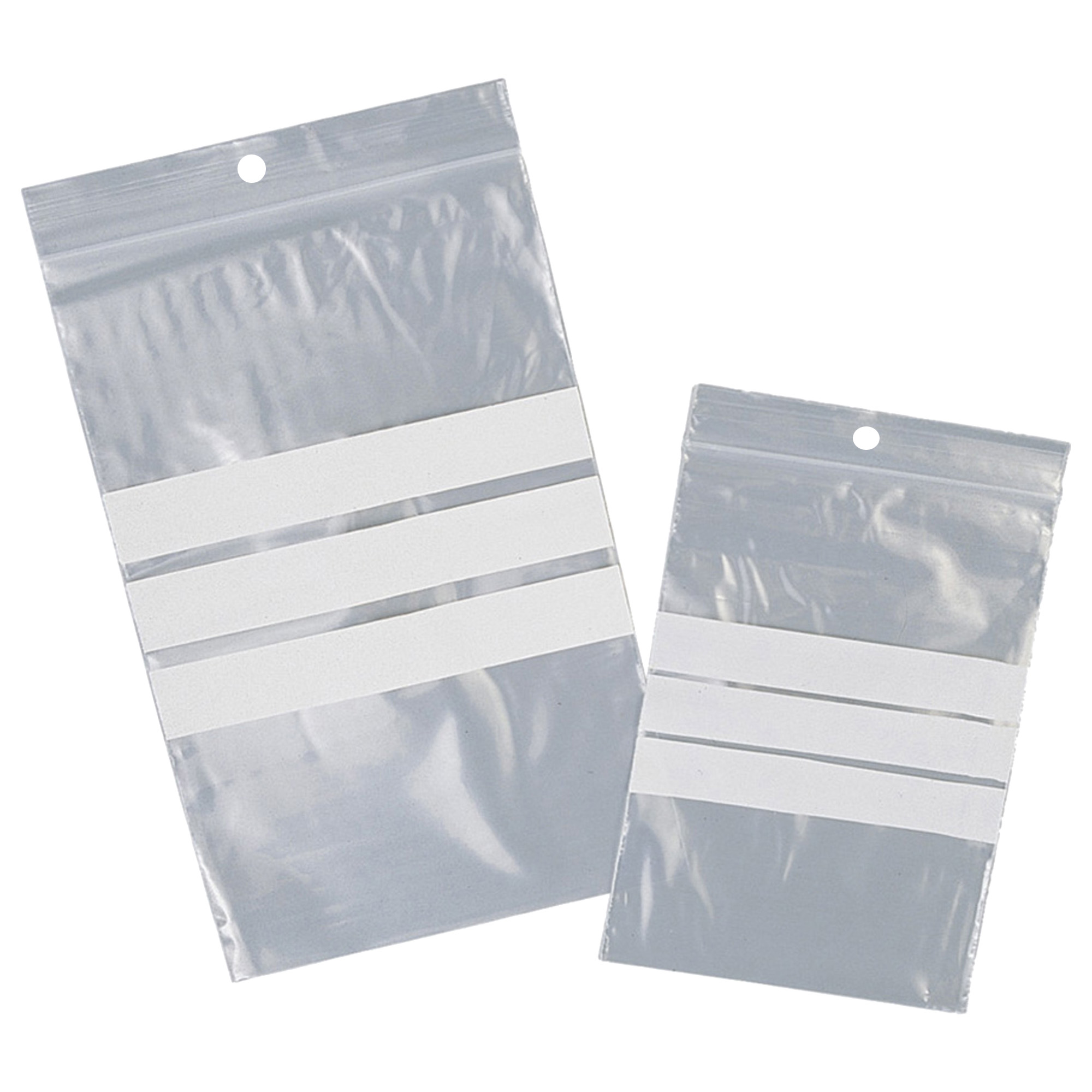 Sacchetti zip - con bande scrivibili e foro - 15 x 22 cm - 50 micron - PE - Viva - conf. 100 pezzi
