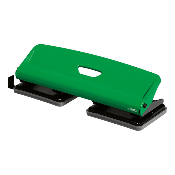 Perforatore 740 -  max 25 fogli - 4 fori fissi - verde - Lebez