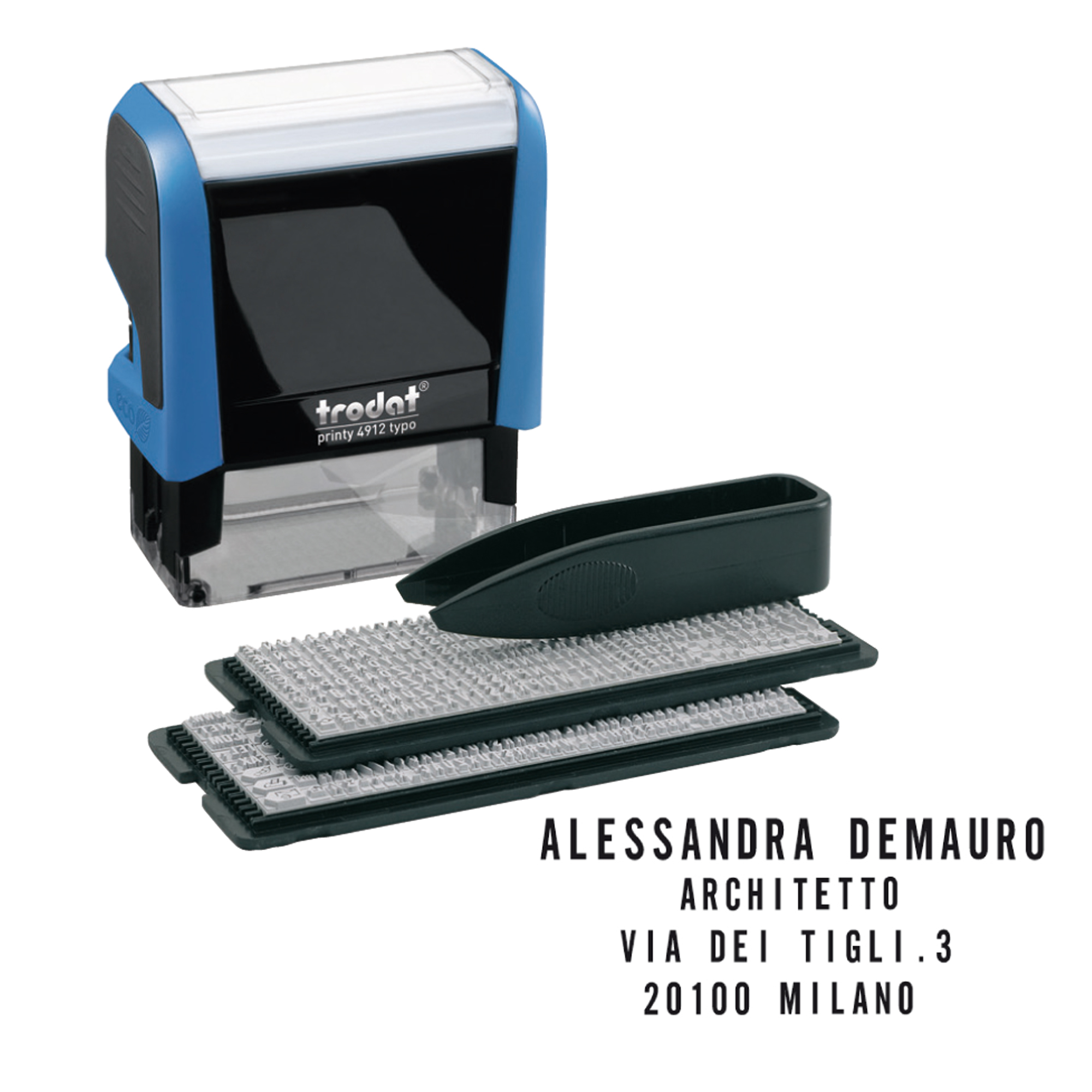Timbro Printy Typo 4.0 autocomponibile - 47 x 18 mm - 4 righe - Trodat