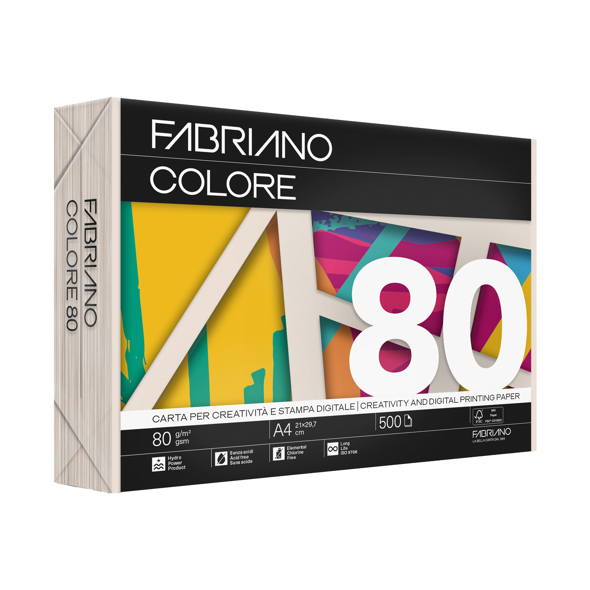 Carta Fabriano Colore - A3 - 80 gr - colori tenui avorio - Fabriano - conf. 250 fogli