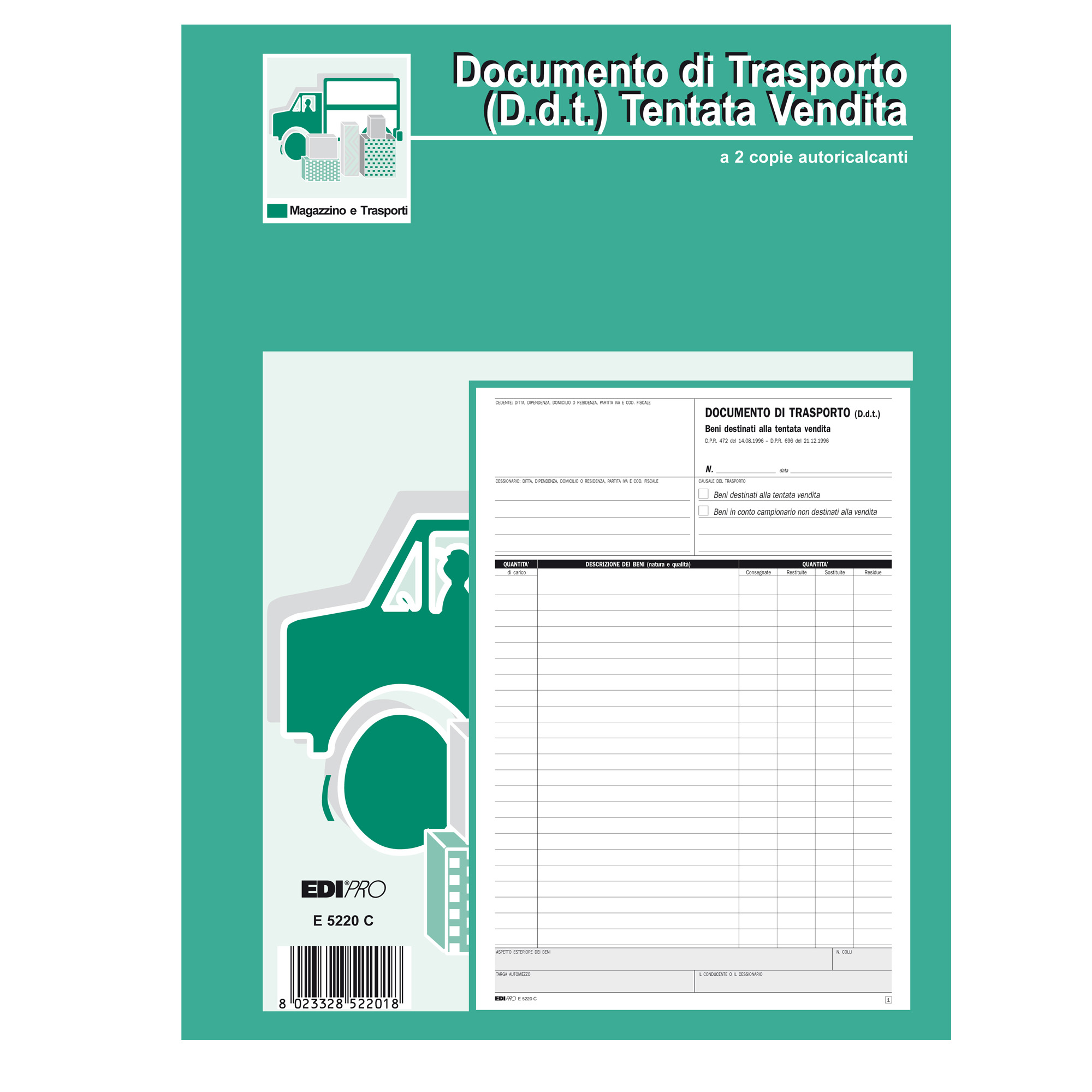 Blocco DDT carico tentata vendita - 50 fogli autoricalcanti - A4 - 29,7 x 21cm - Edipro
