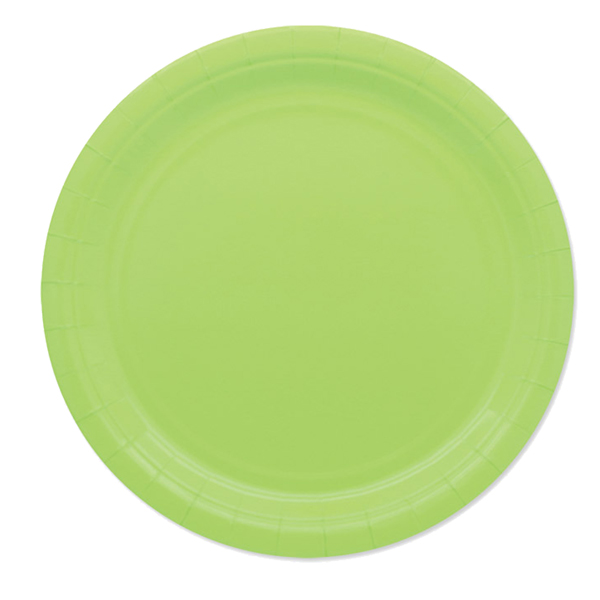 Piatti piani Ecocolor - Ø24cm - biodegradabile - verde mela - Big Party - conf. 25 pezzi