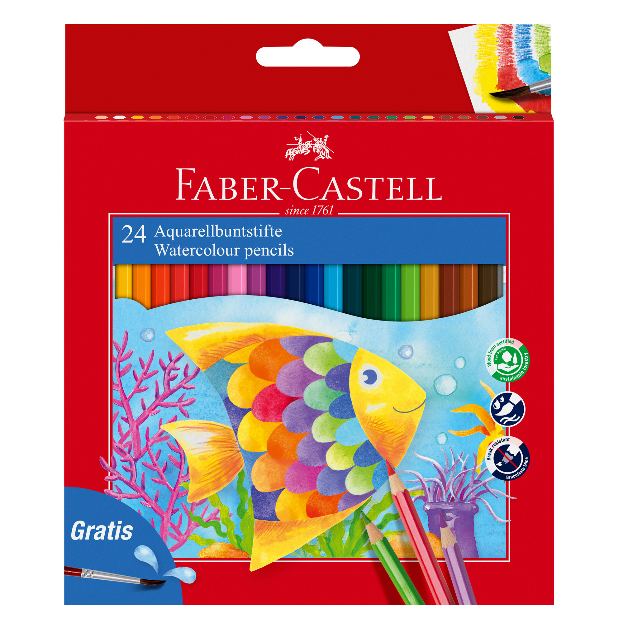 Acquerellabili Red pastelli colorati - mina Ø 3,30mm - colori assortiti - Faber-Castell - Astuccio 24 pastelli colorati