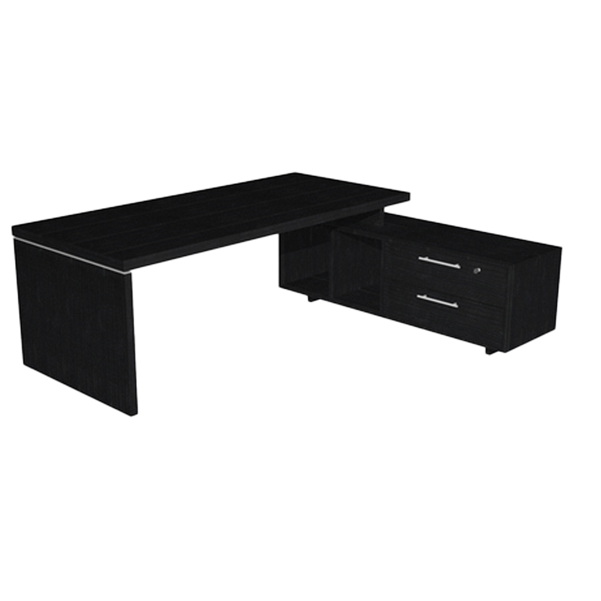 Scrivania Manager Prestige - con mobile servizio reversibile - 180 x 90 x 74 cm - nero venato
