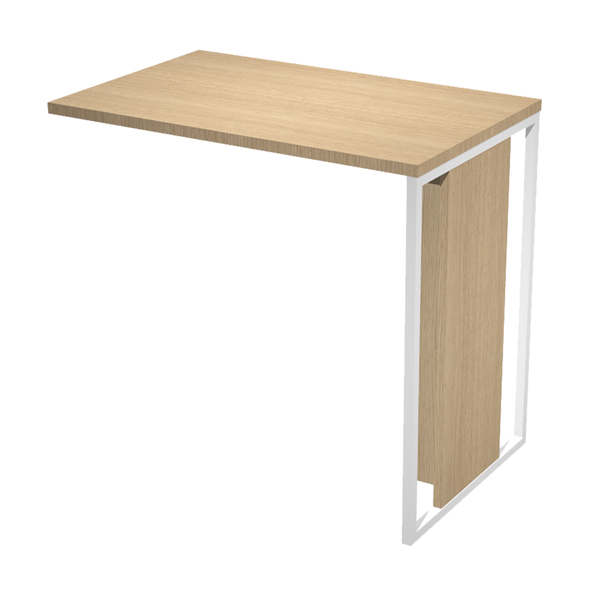 Allungo reversibile dx/sx Essence - 80 x 50 cm - Rovere - Gamba bianco