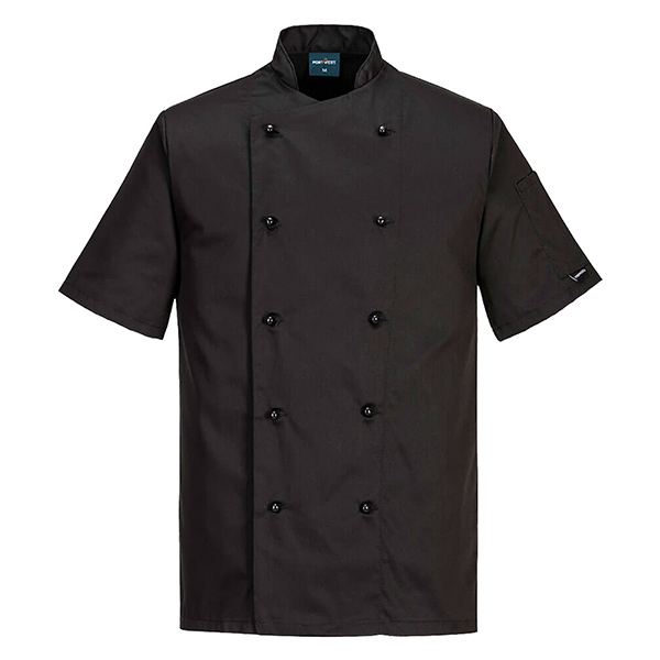 Giacca cuoco Kent - maniche corte - taglia XL - nero - Portwest