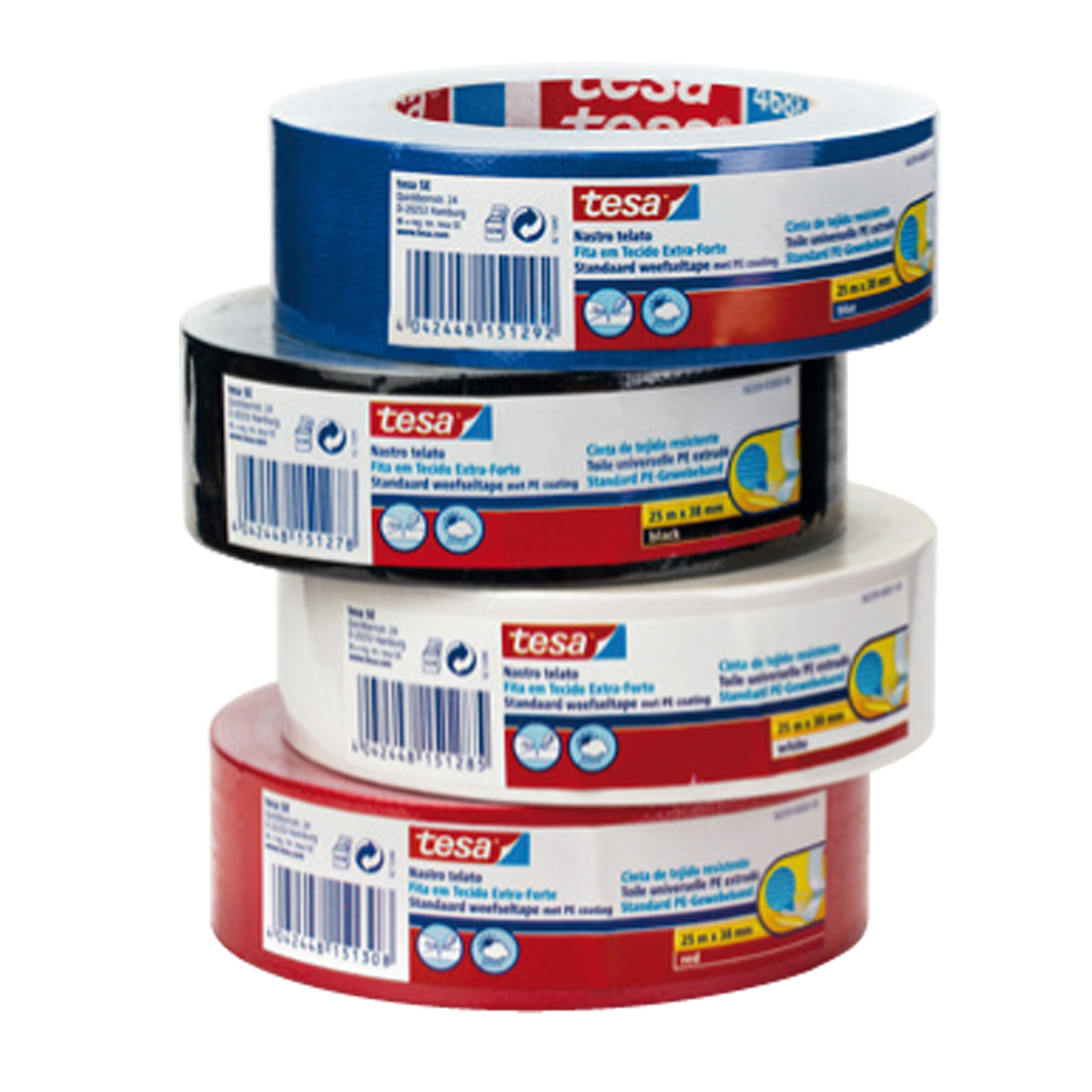 Nastro adesivo telato - 38 mm x 25 m - tela plastificata - nero - Tesa