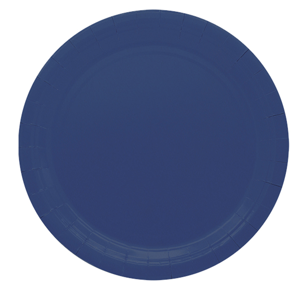 Piatti piani Ecocolor - Ø24cm - biodegradabile - blu notte - Big Party - conf. 25 pezzi