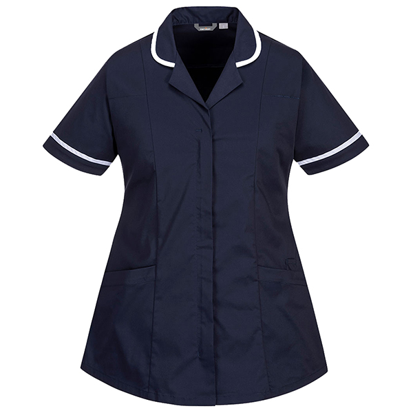 Camice da donna - maniche corte - elasticizzato - taglia L - blu navy - Portwest
