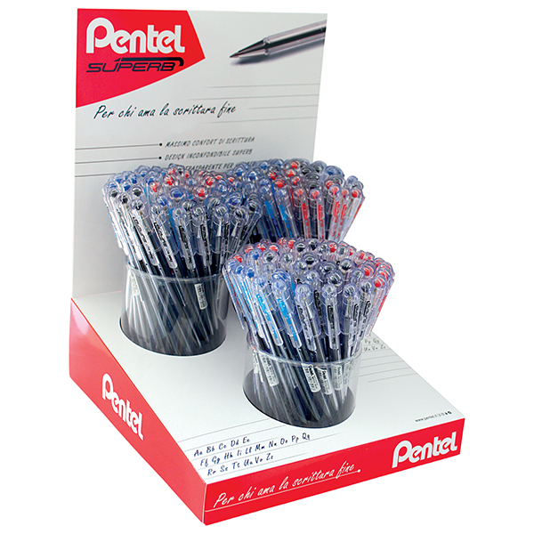 Penna sfera SuperB - colori assortiti (blu/rosso/nero - Pentel - expo 96 pezzi