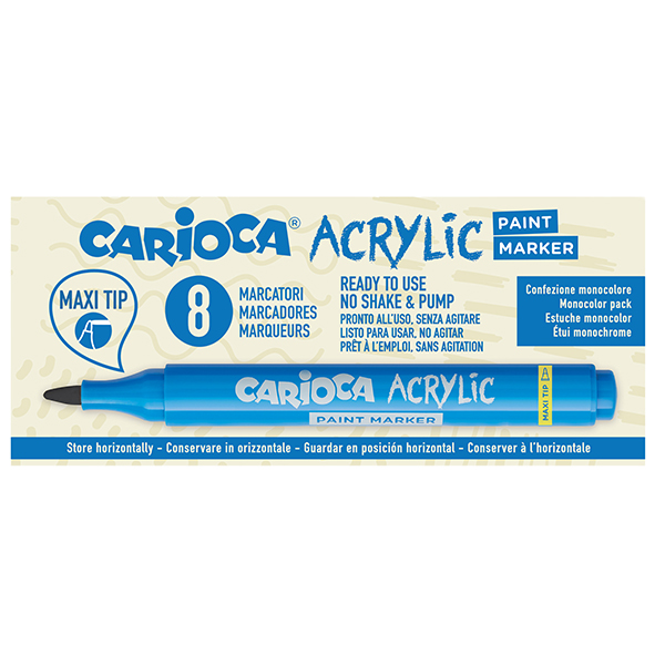 Marcatore Paint Marker acrilico - nero - Carioca - conf. 8 pezzi
