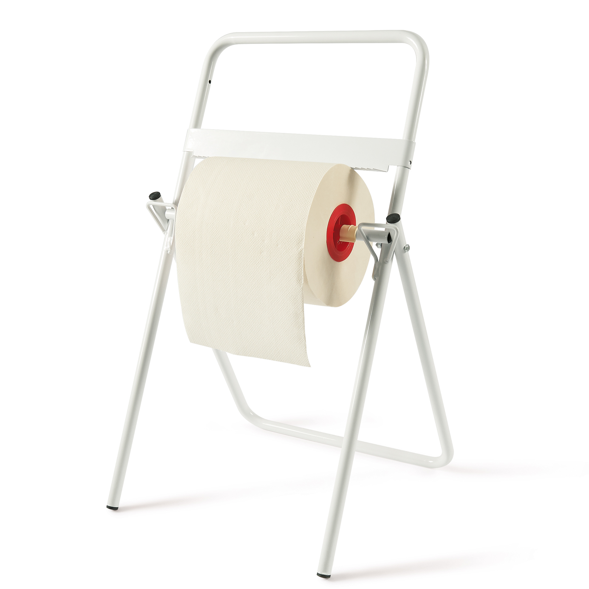 Porta bobina industriale - da terra - 40 x 44 x 80 cm - metallo verniciato - bianco - PerfettoFactory