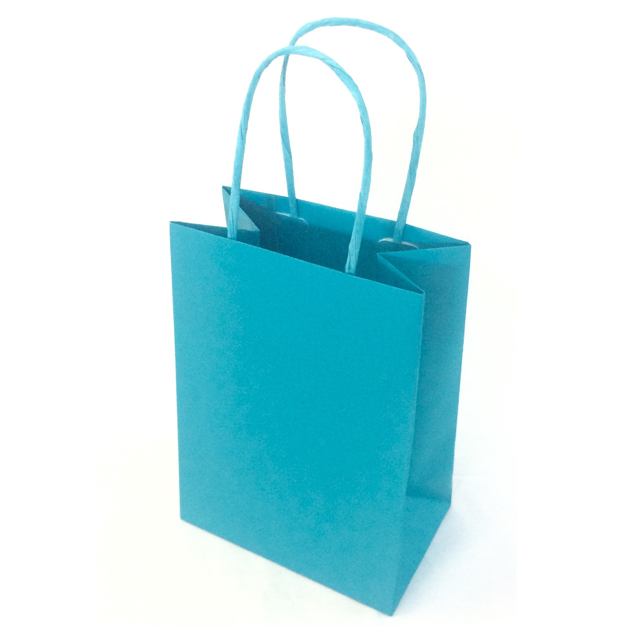 Shopper Twisted - maniglie cordino - 14  x 9 x 21 cm - carta kraft - turchese - Mainetti Bags - conf. 25 pezzi