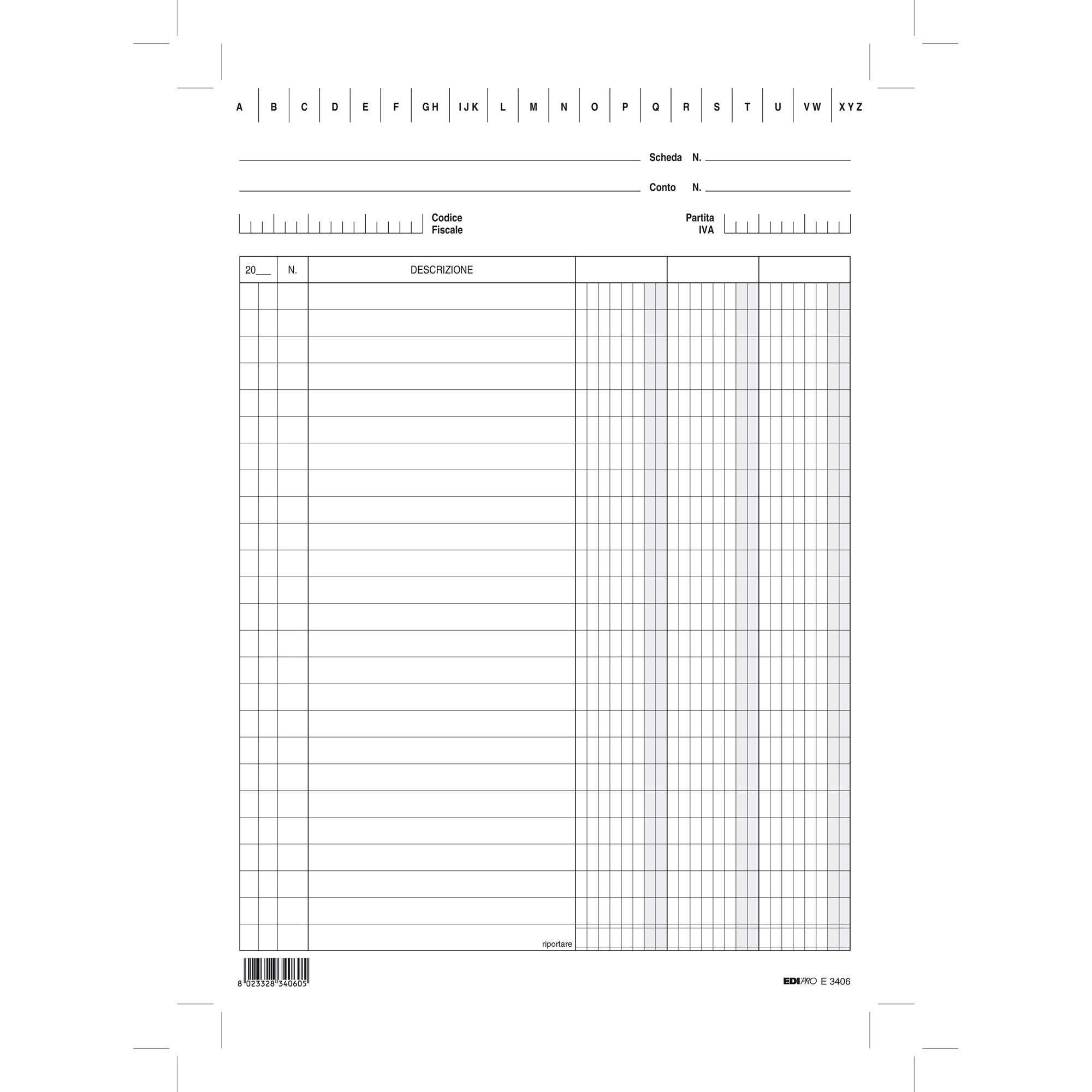 Schede - 3 colonne - 29,7 x 21 cm (verticale) - Edipro - conf. 100 pezzi
