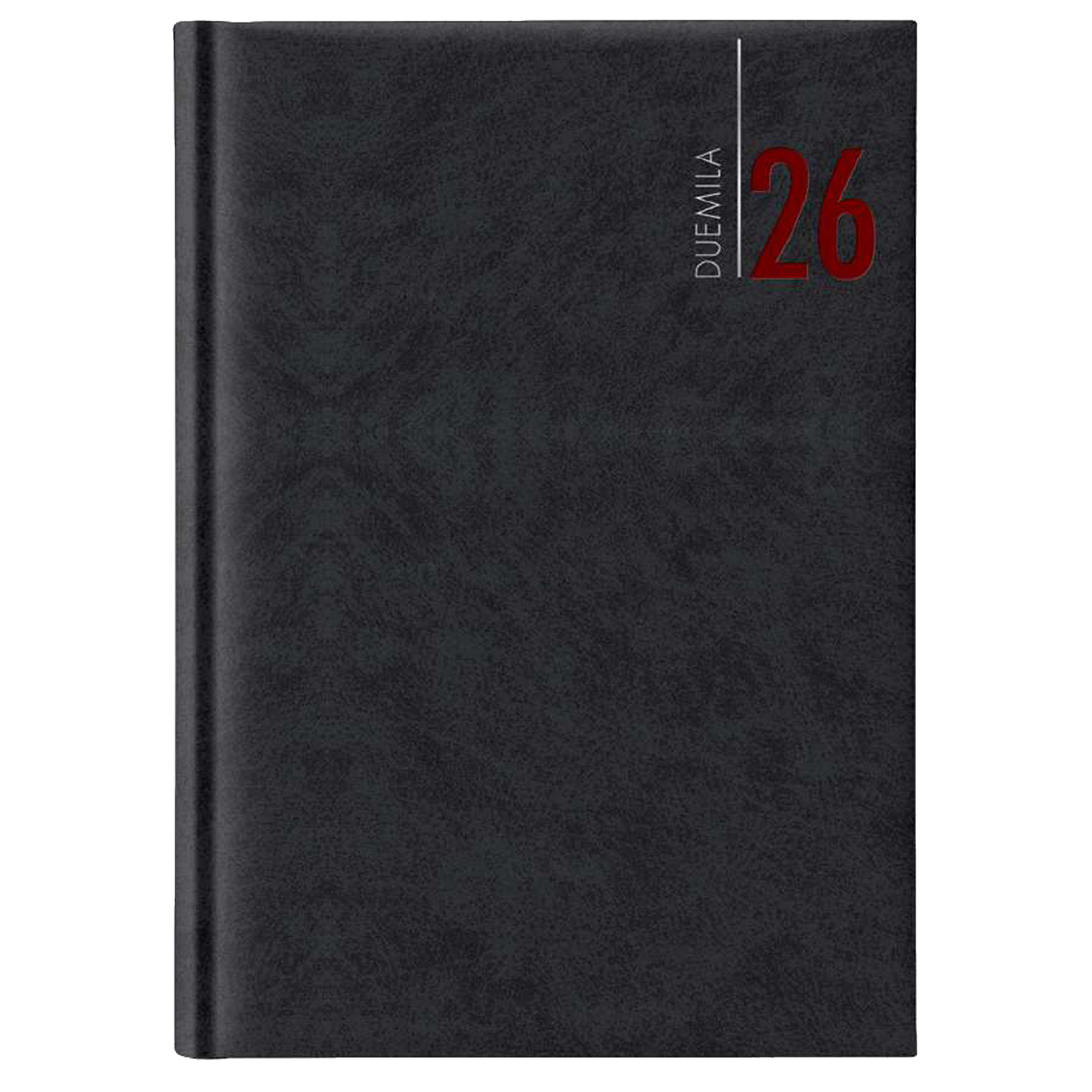 Agenda giornaliera 2026 - copertina in carta imbottita - 14,5 x 20,5 cm - nero