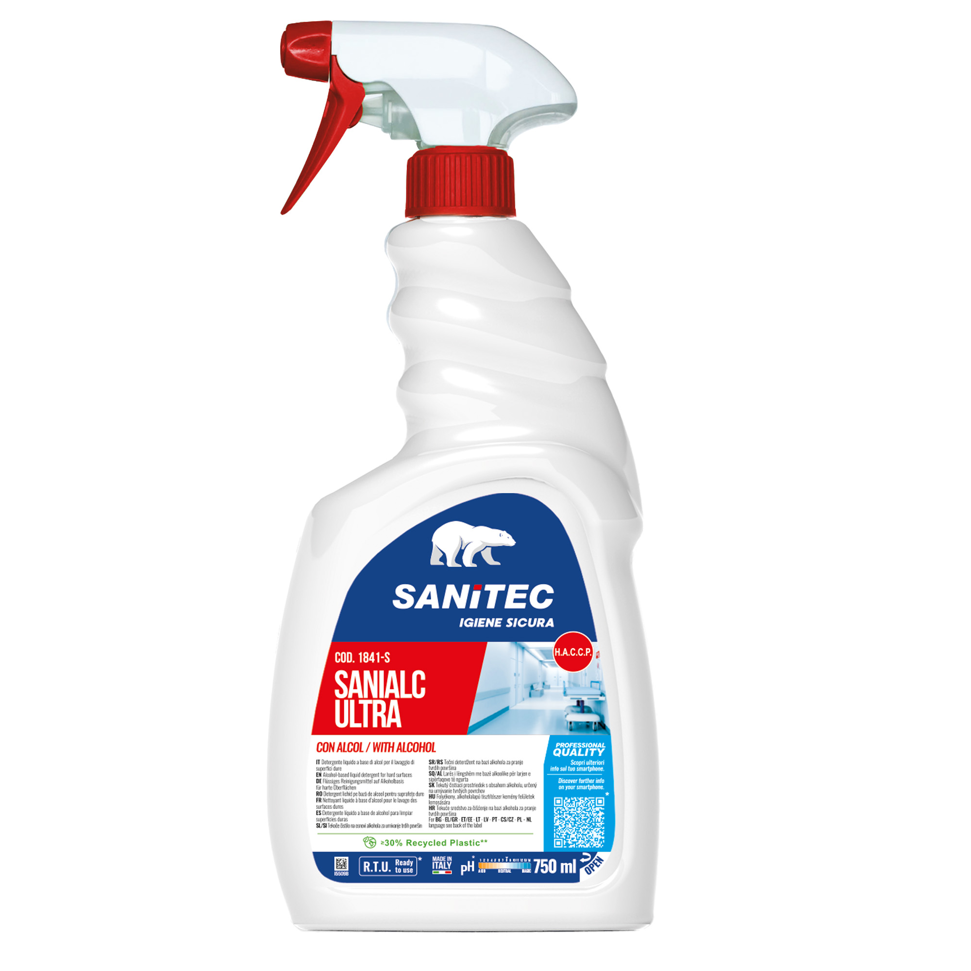 Detergente alcolico Sanialc Ultra - per superfici e tessuti - trigger 750 ml - Sanitec