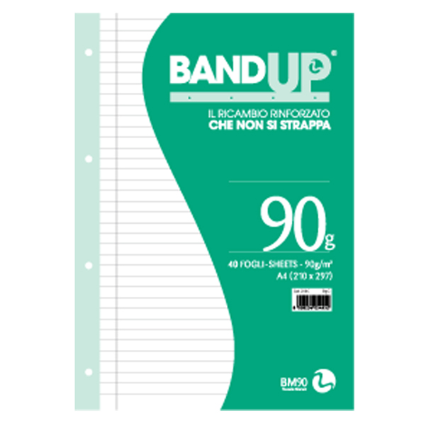 Ricambi BandUp forati rinforzati - A4 - 1 rigo c/margine - 90gr - BM - conf. 40 pezzi