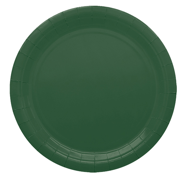 Piatti piani Ecocolor - Ø24cm - biodegradabile - verde bosco - Big Party - conf. 25 pezzi