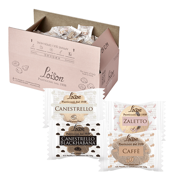 Biscotti al burro assortiti - 4 gusti classici - 1250 gr - Loison - conf. 200 biscotti.