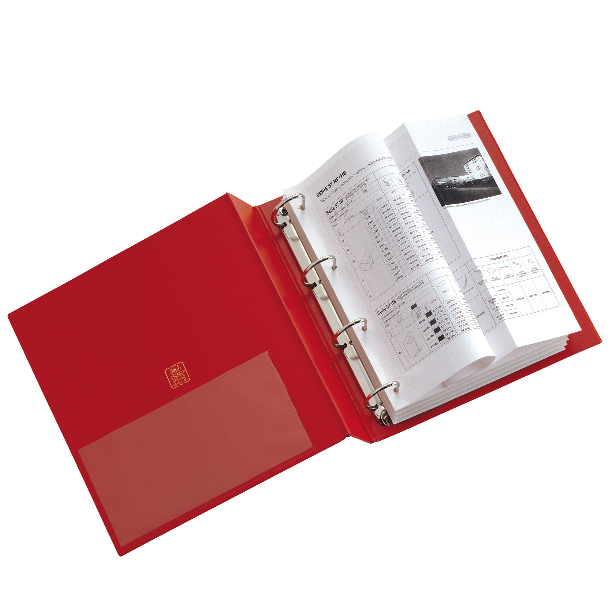 Raccoglitore Stelvio - 22 x 30 cm - 4 anelli a D 40 mm - dorso 5,5 cm - rosso - Sei Rota