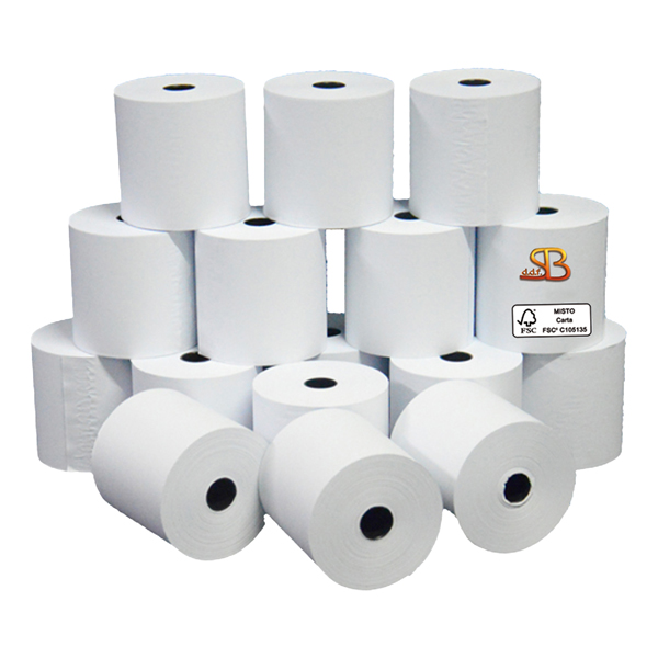 Rotolo per calcolatrice - 58 mm x 28 m - 55 gr - diametro esterno 58 mm - anima 12 mm - carta neutra - Sabacart - blister 10 pezzi