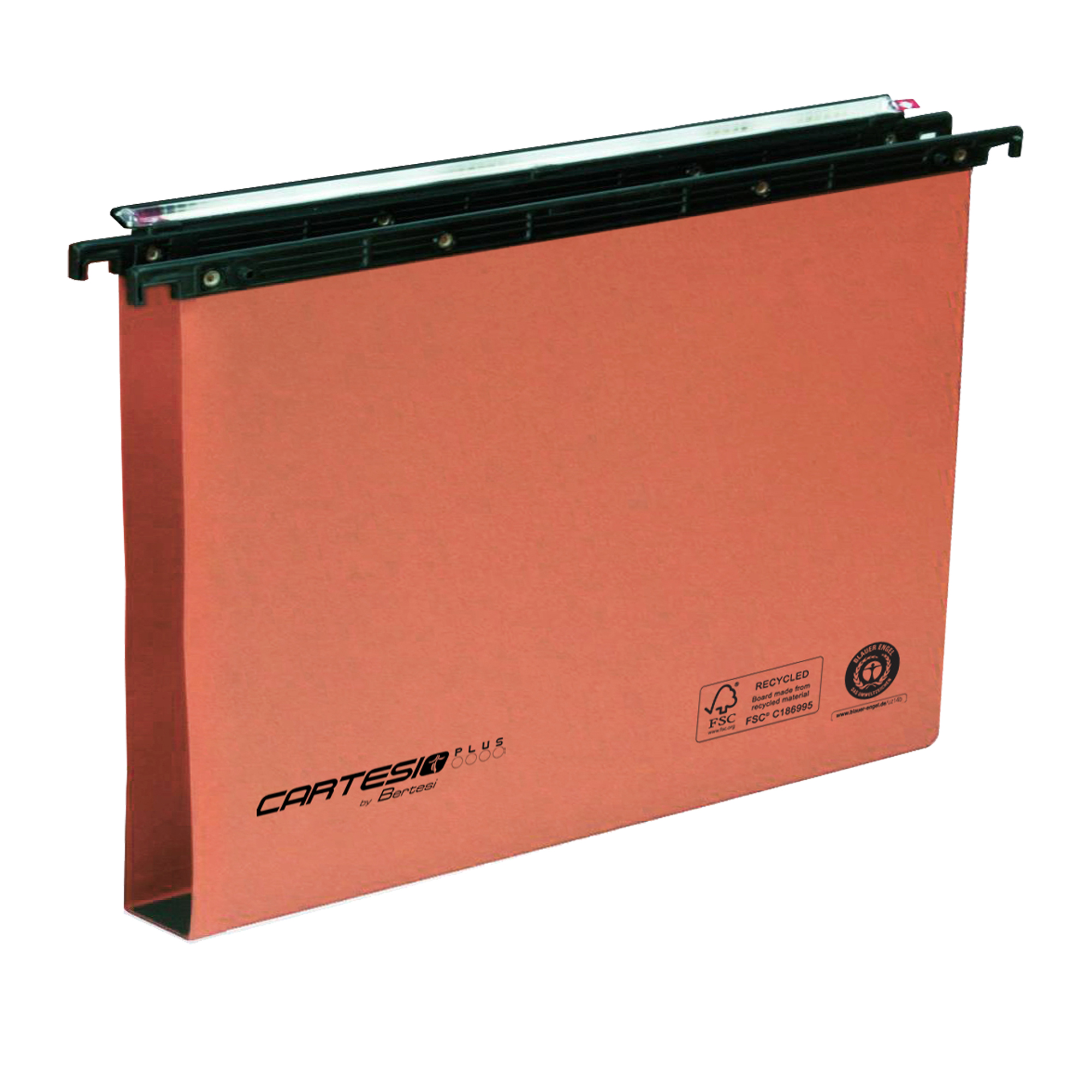 Cartella sospesa Cartesio Plus - cassetto - interasse 39 cm - fondo U - 37 x 25 cm -  arancio - Bertesi