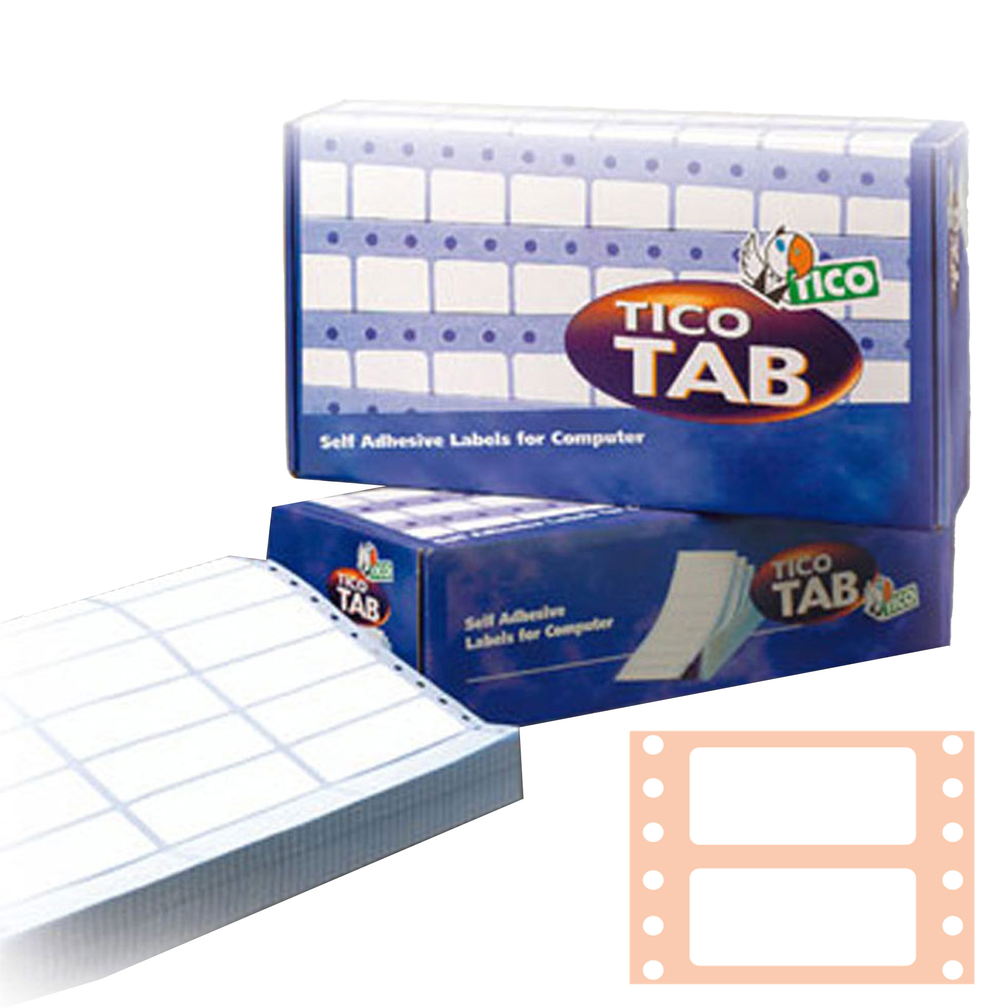 Etichette adesive a modulo continuo TAB 1 - in carta - corsia singola - permanenti - 89 x 23,5 mm - 12 et/fg - 500 fogli  - bianco - Tico