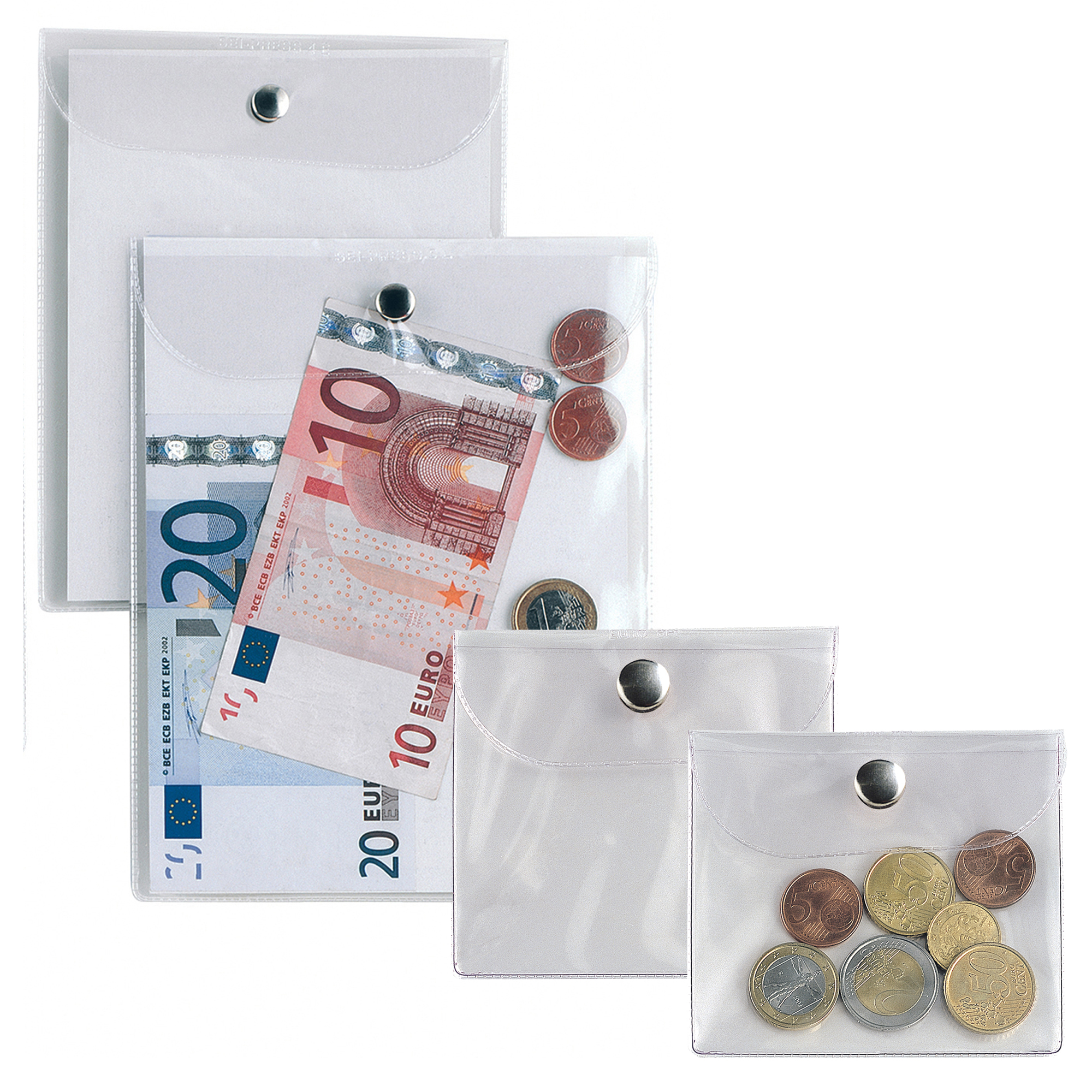 Busta con bottone Press 7E - PVC - 18 x 24 cm - trasparente - Sei Rota