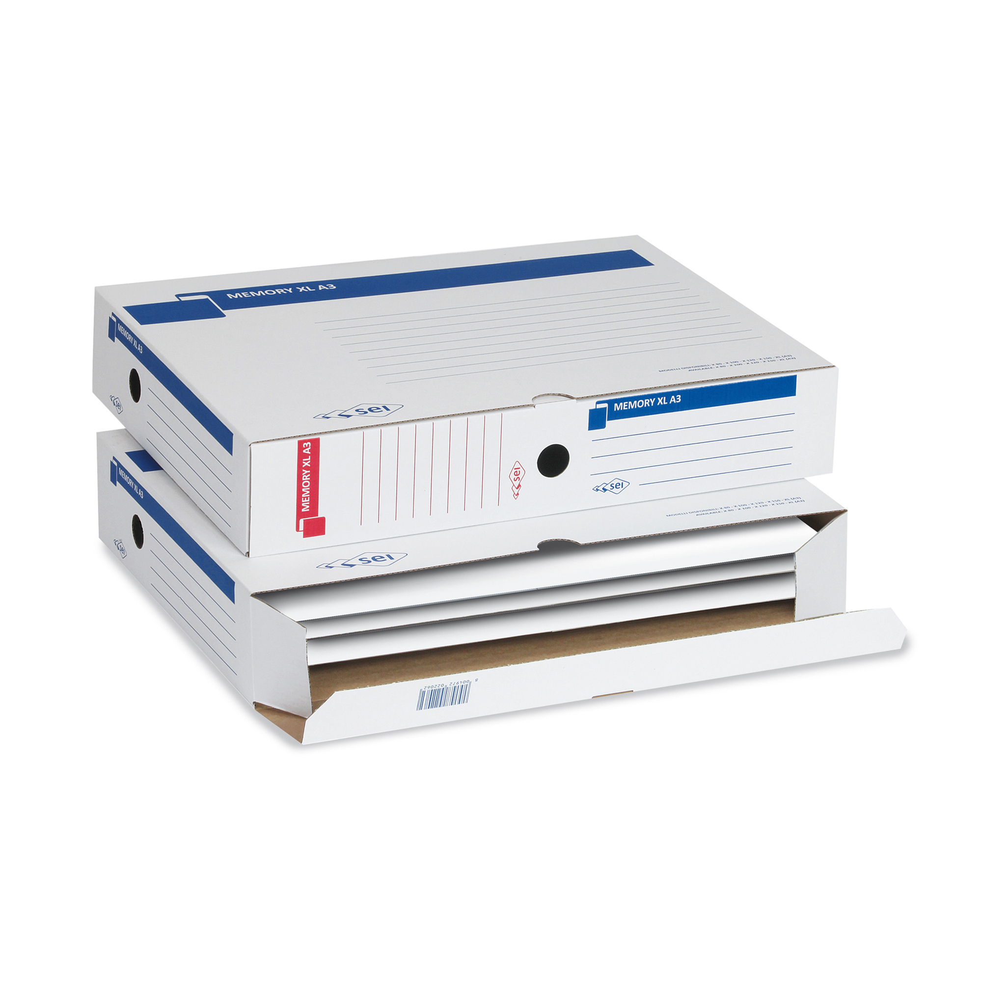 Scatola archivio Memory XL A3 - 30 x 42 cm - dorso 8 cm - bianco - Sei Rota