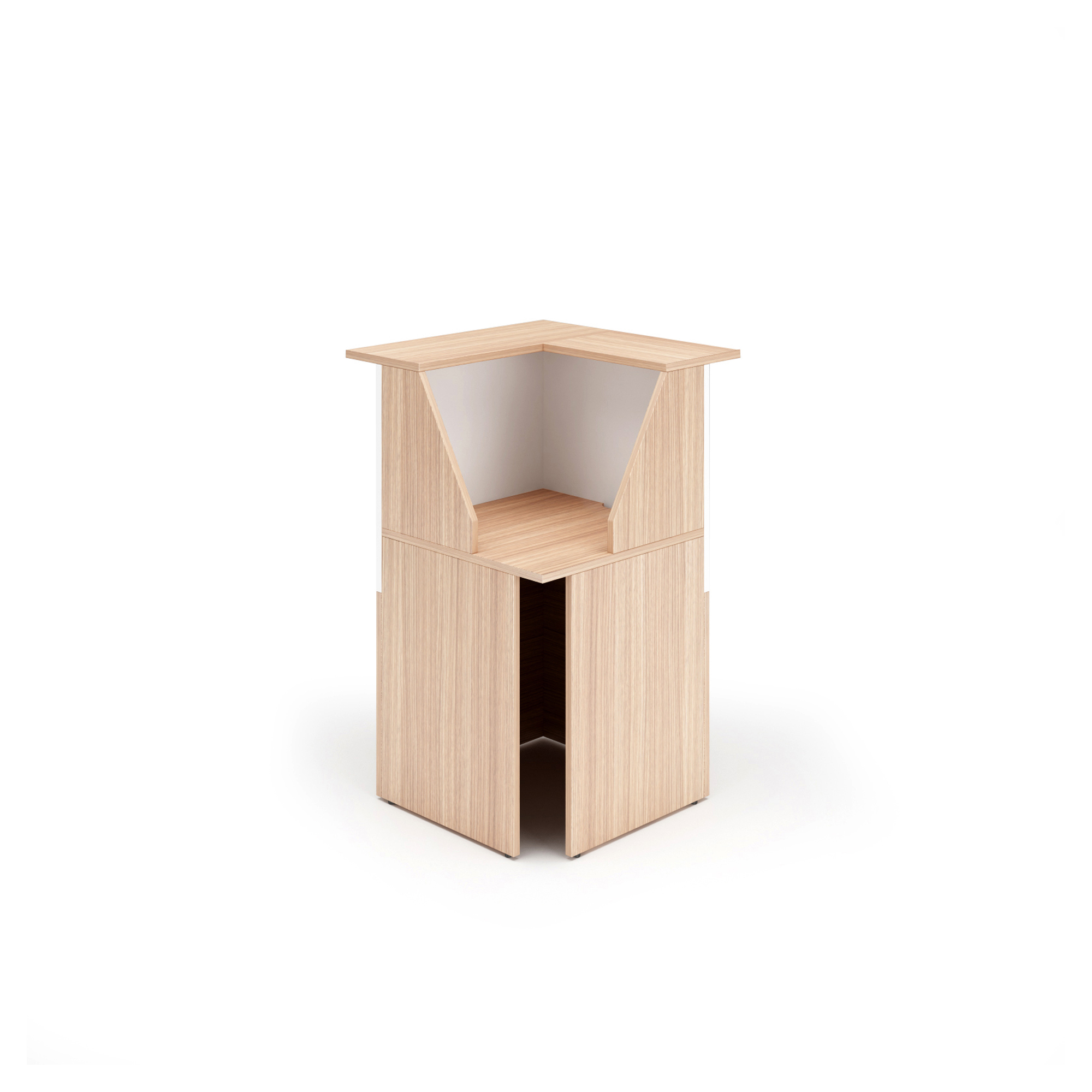 Modulo Prestige reception - 90 gradi - 76,1 x 76,1 x 117 cm - ciliegio arabis/bianco