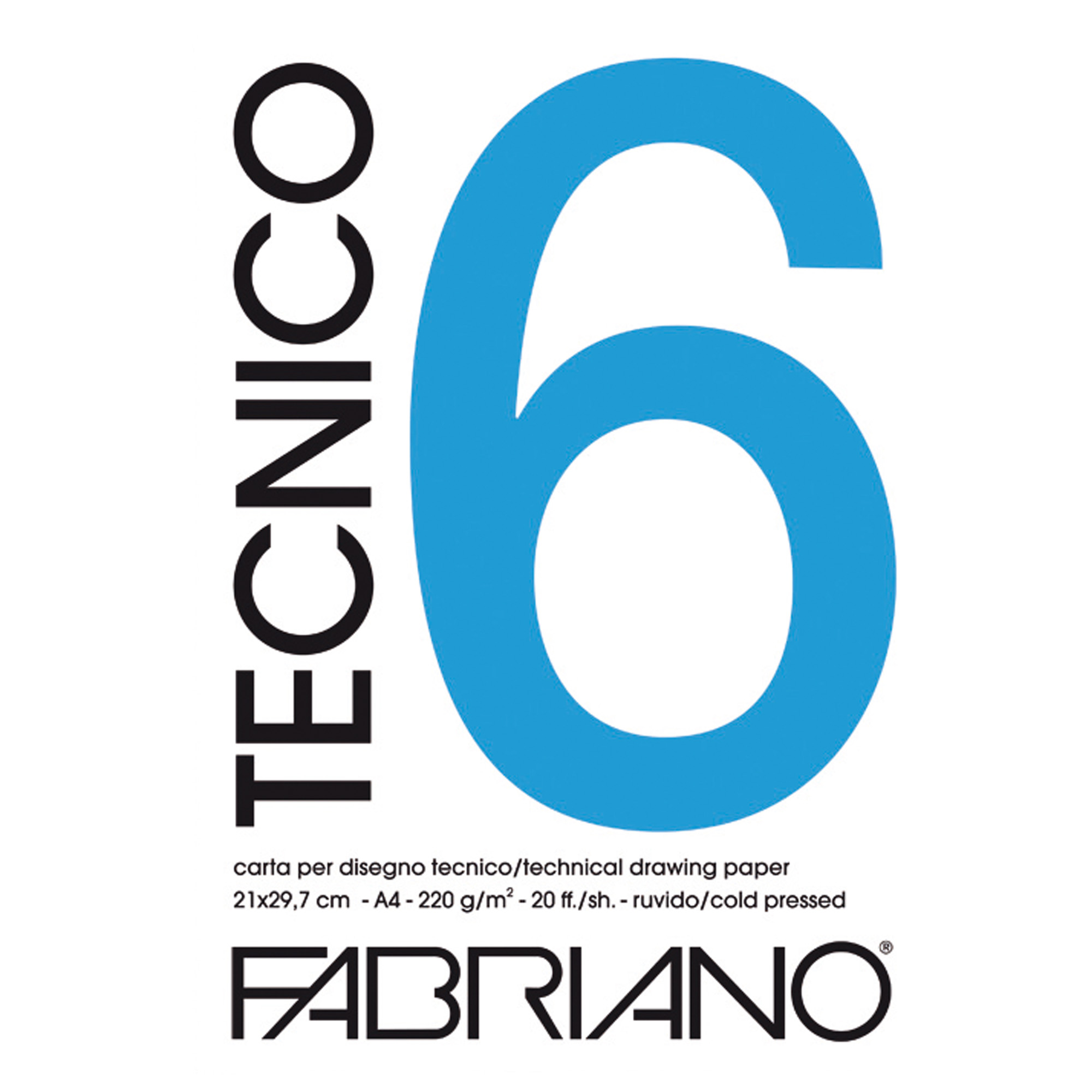 Blocco Tecnico 6 - 25 x 35 cm - 20 fogli - 220 gr - ruvido - Fabriano