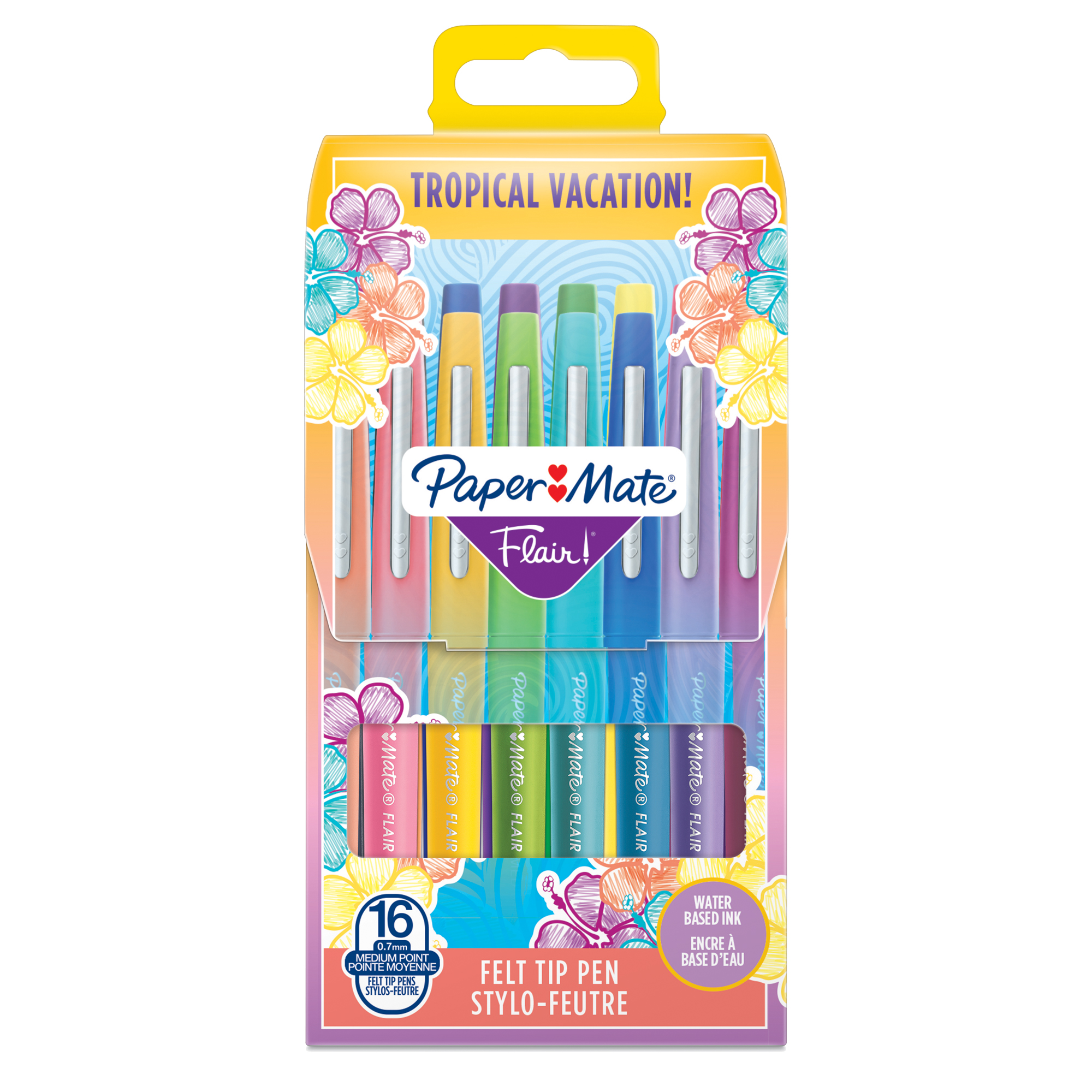 Pennarello Flair Nylon - punta feltro - 1,10mm - colori assortiti Tropical - Papermate - conf. 16 pezzi