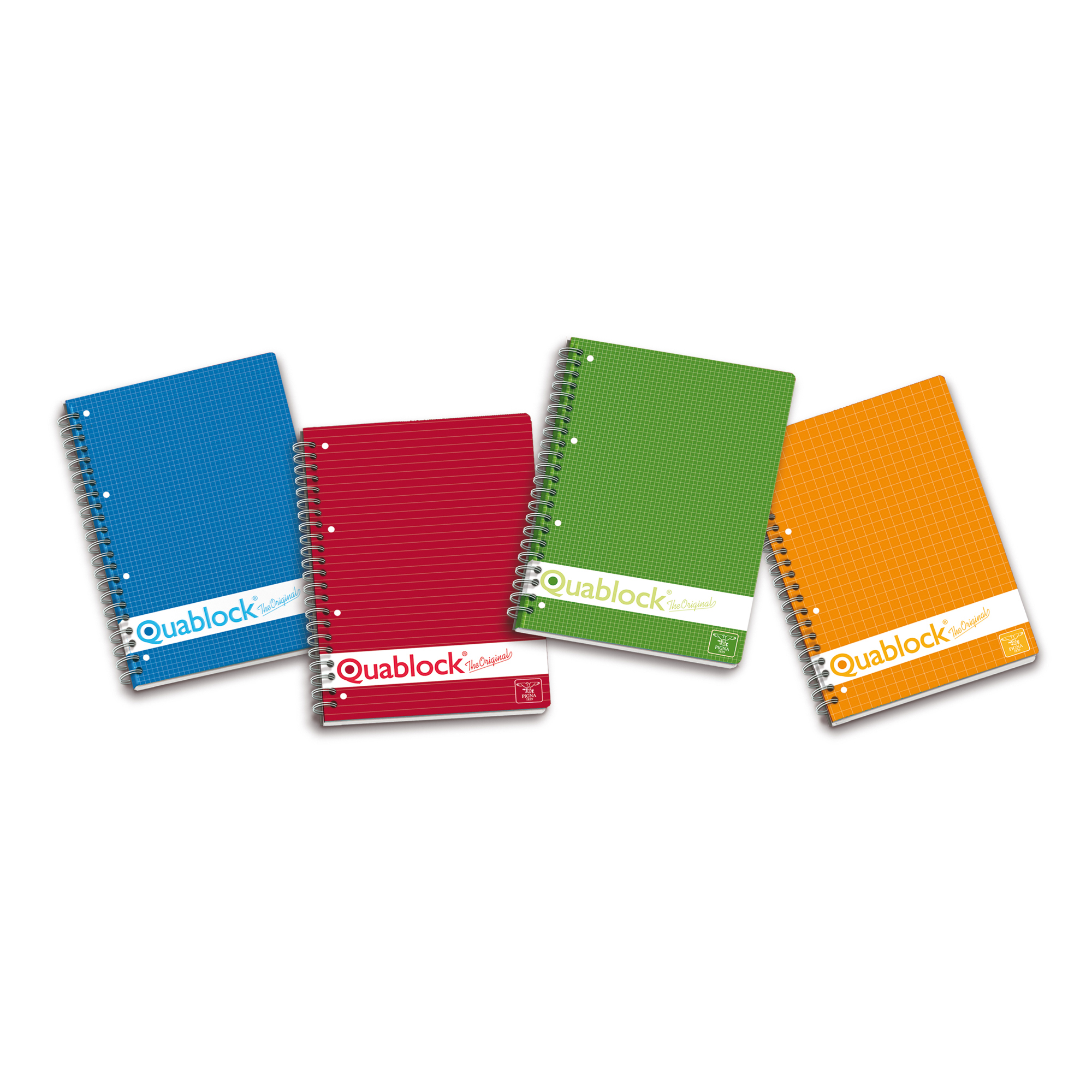 Blocco Quablock Original - spiralato - 22x29,5cm - 1 rigo - 120 fogli - 80gr - 4 fori - microperforato - Pigna